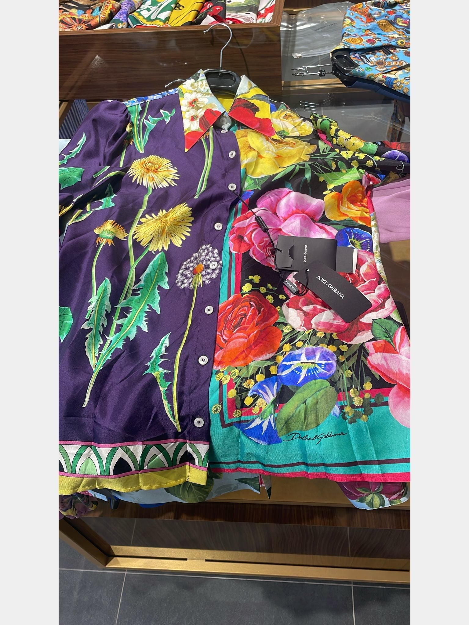 Dolce & Gabbana Damska koszula jedwabna kwiatowaDolce & Gabbana