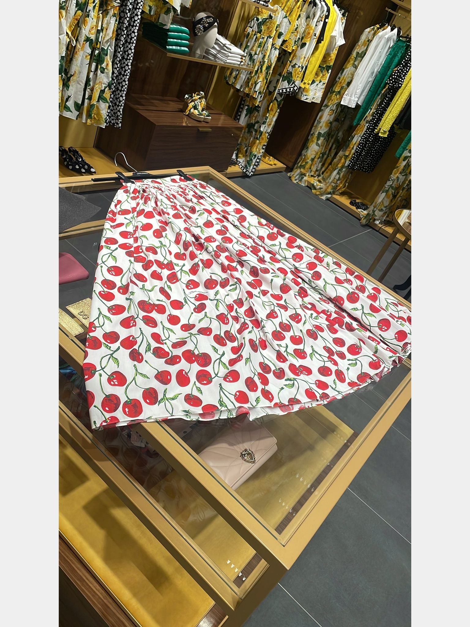 Dolce & Gabbana Damska spódnica bawełniana w czereśnieDolce & Gabbana