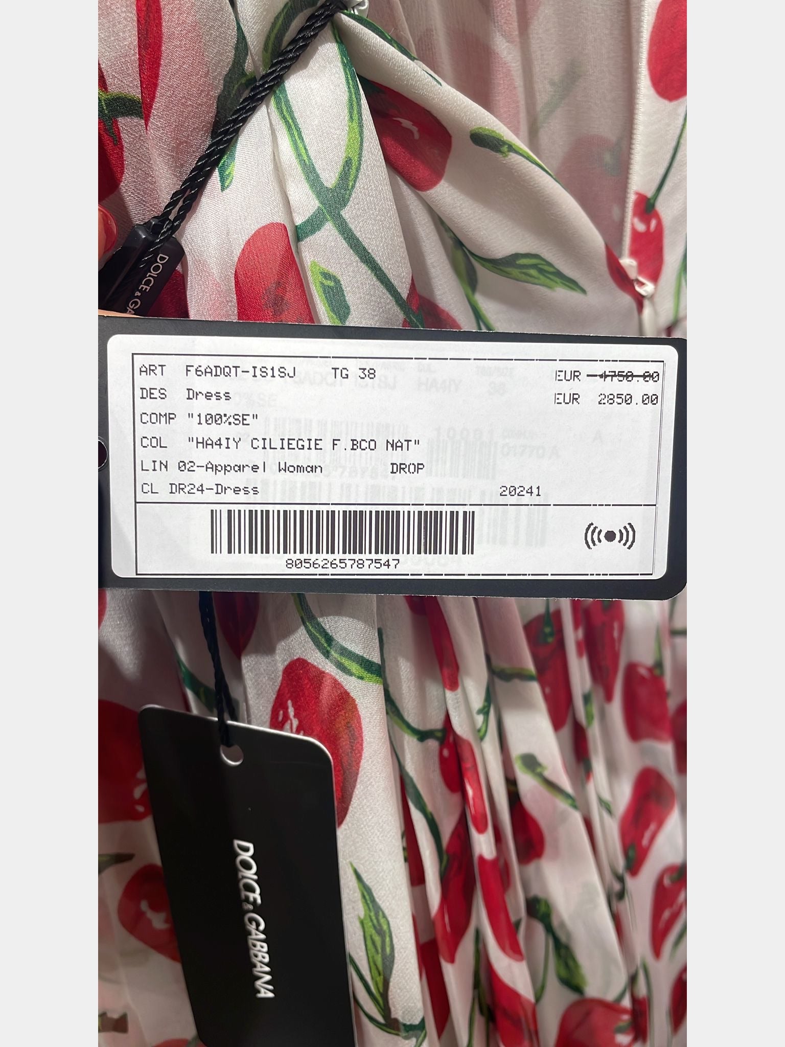 Dolce & Gabbana Damska sukienka jedwabna w czereśnieDolce & Gabbana