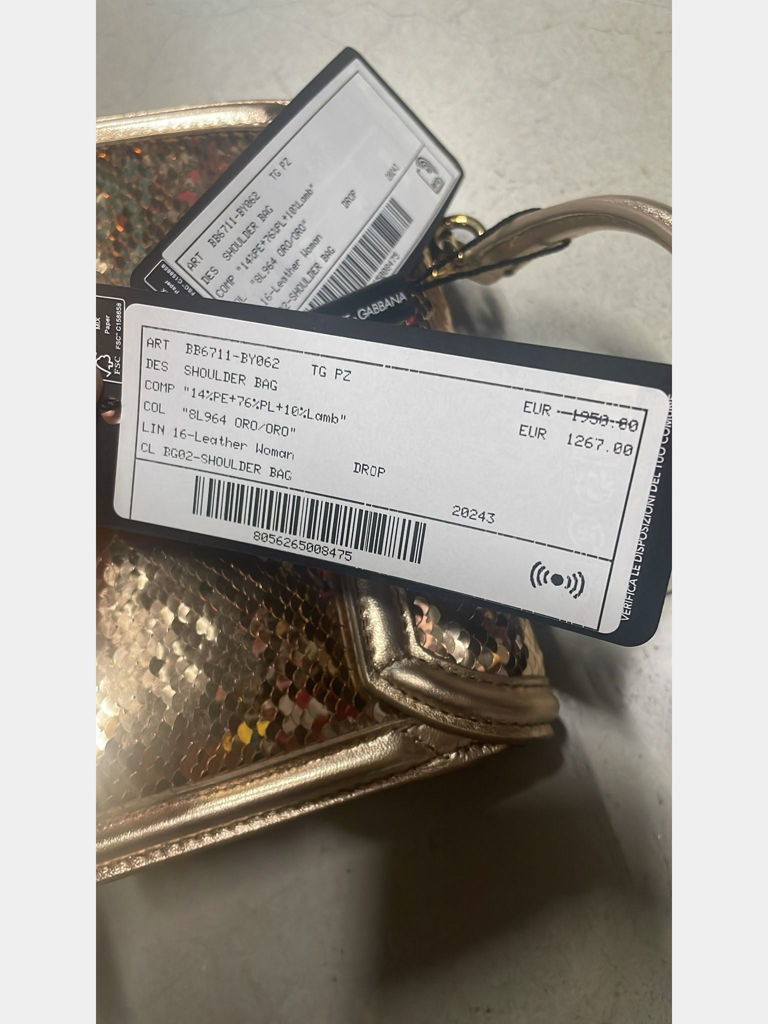 Dolce & Gabbana Damska torba na ramię złotaDolce & Gabbana