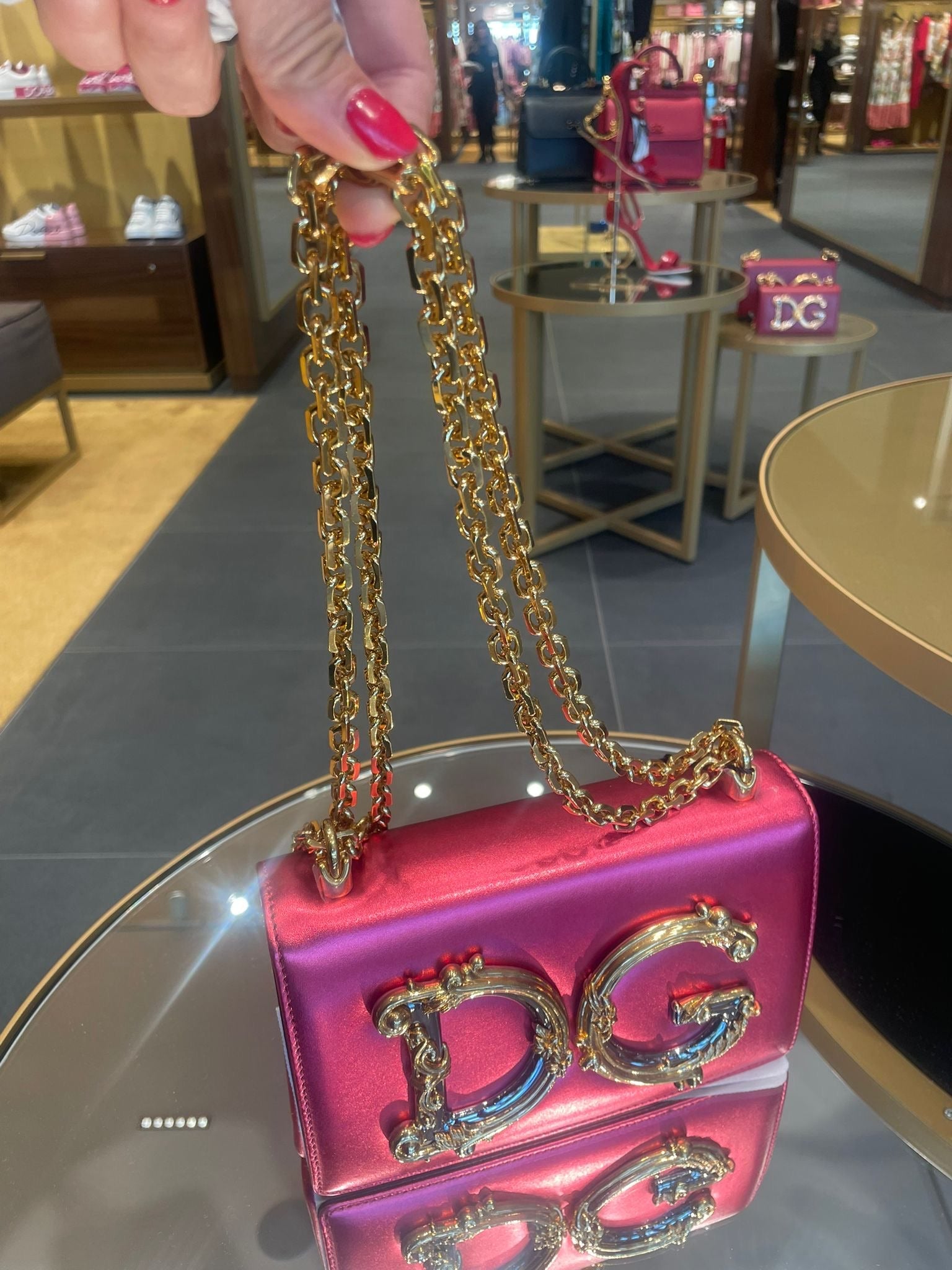 Dolce & Gabbana Damska torebka na ramię laminowana OrchidDolce & Gabbana