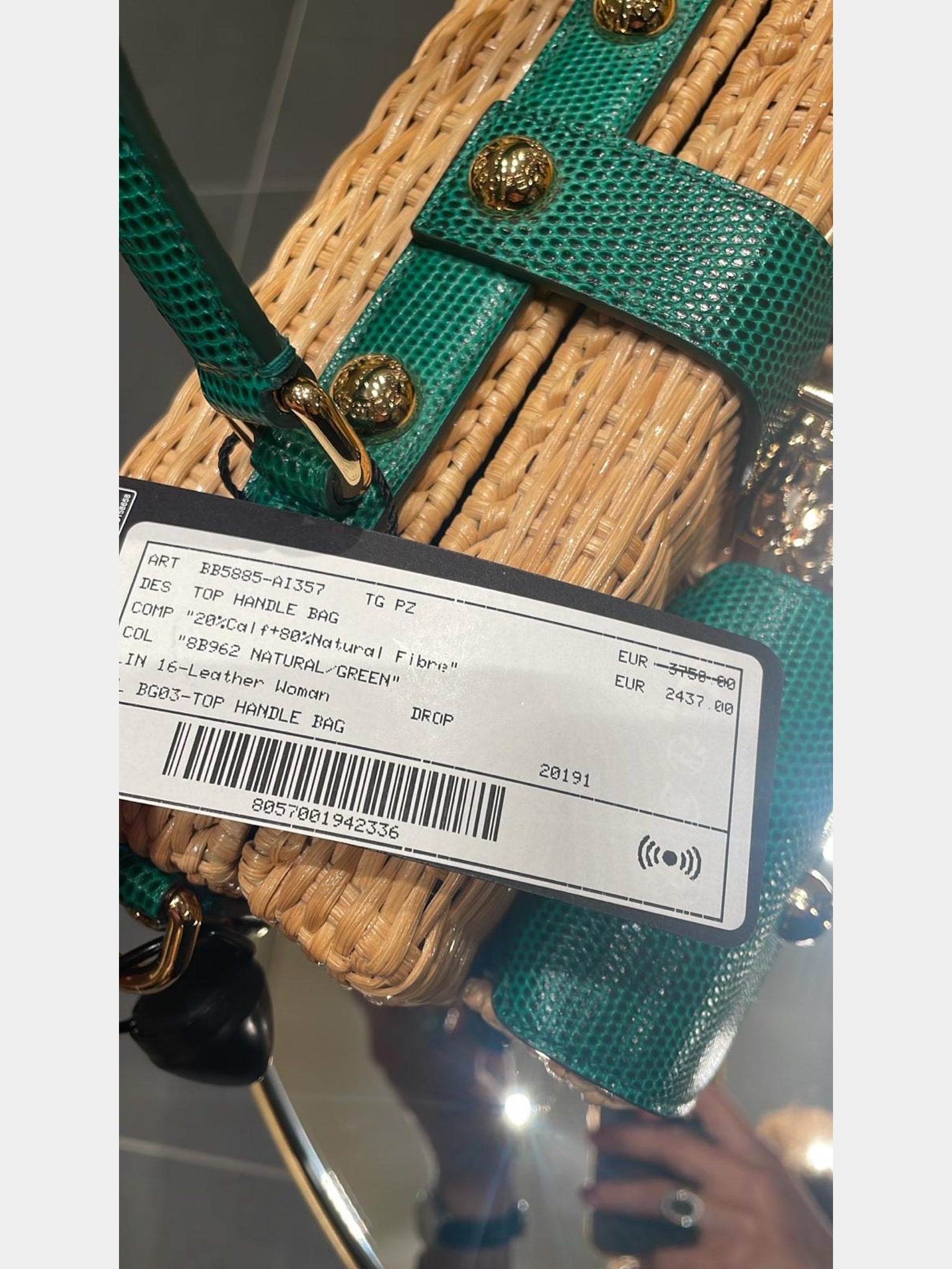 Dolce & Gabbana Damska torebka Natural Fibre zielonaDolce & Gabbana