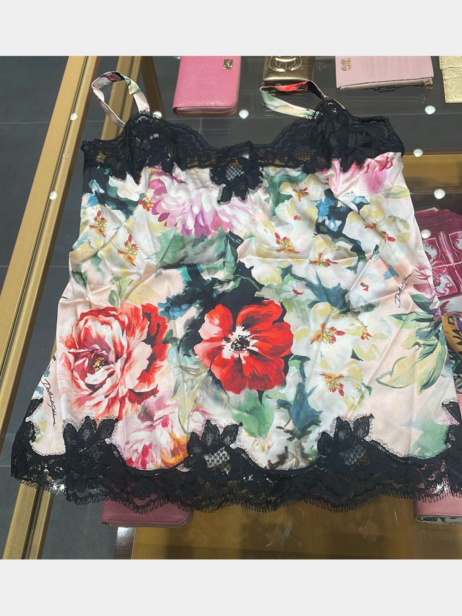 Dolce & Gabbana Damskie Top Papaveri Fiori F. NerDolce & Gabbana