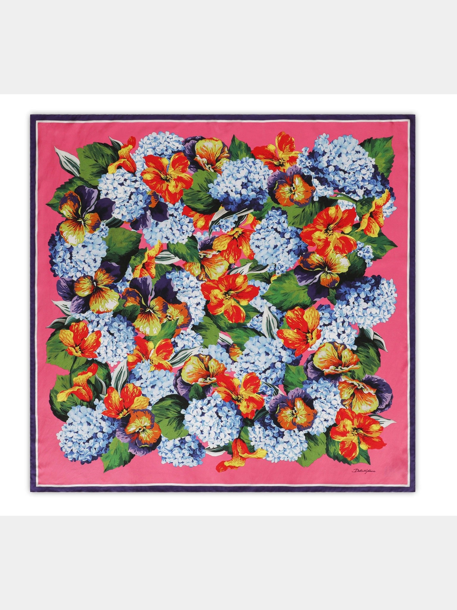 Dolce & Gabbana Hydrangea - print Twill ScarfDolce & Gabbana