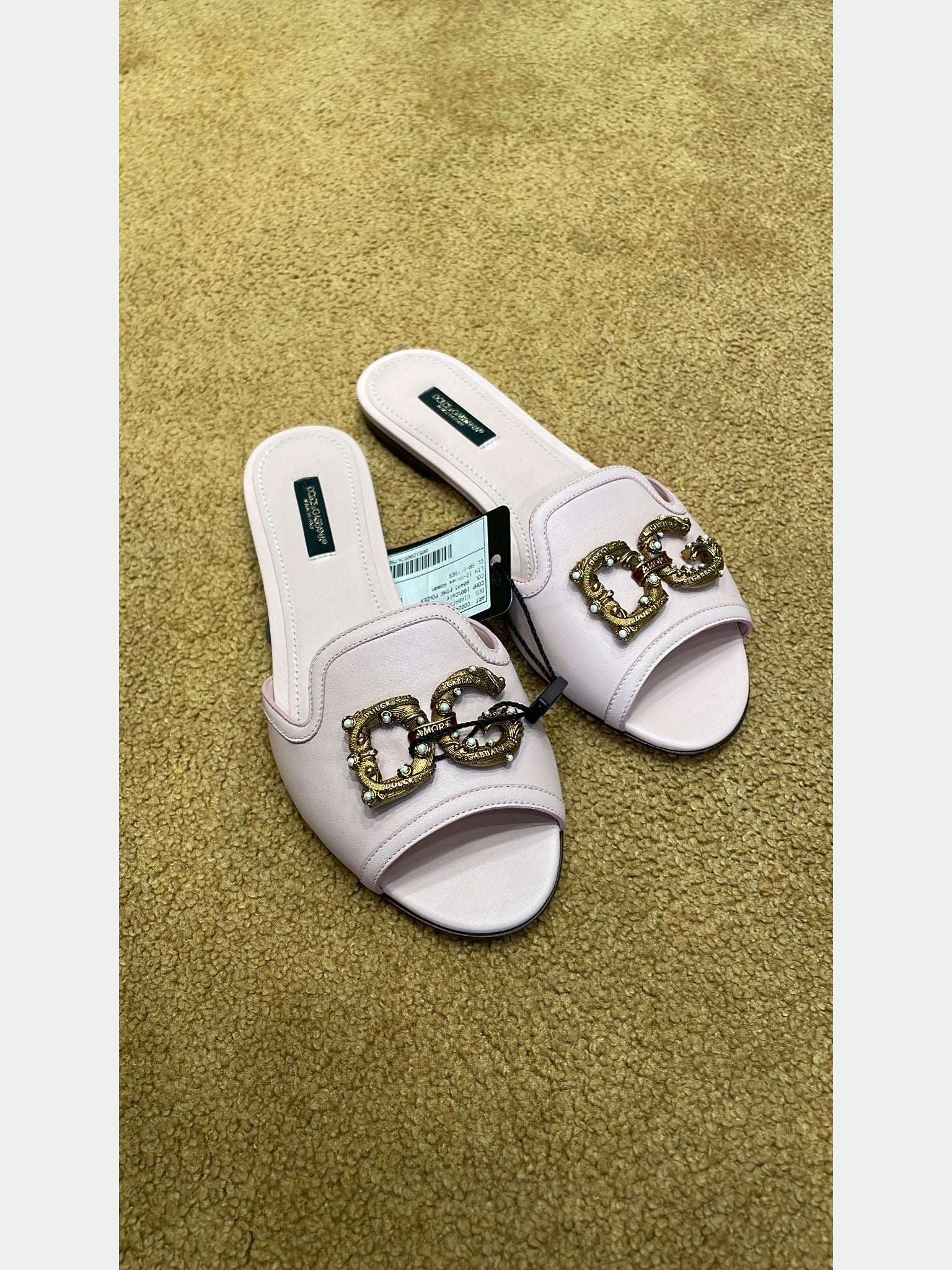 Dolce & Gabbana Klapki Damskie Pink Powder Cibatta Flat Vit NappatoDolce & Gabbana