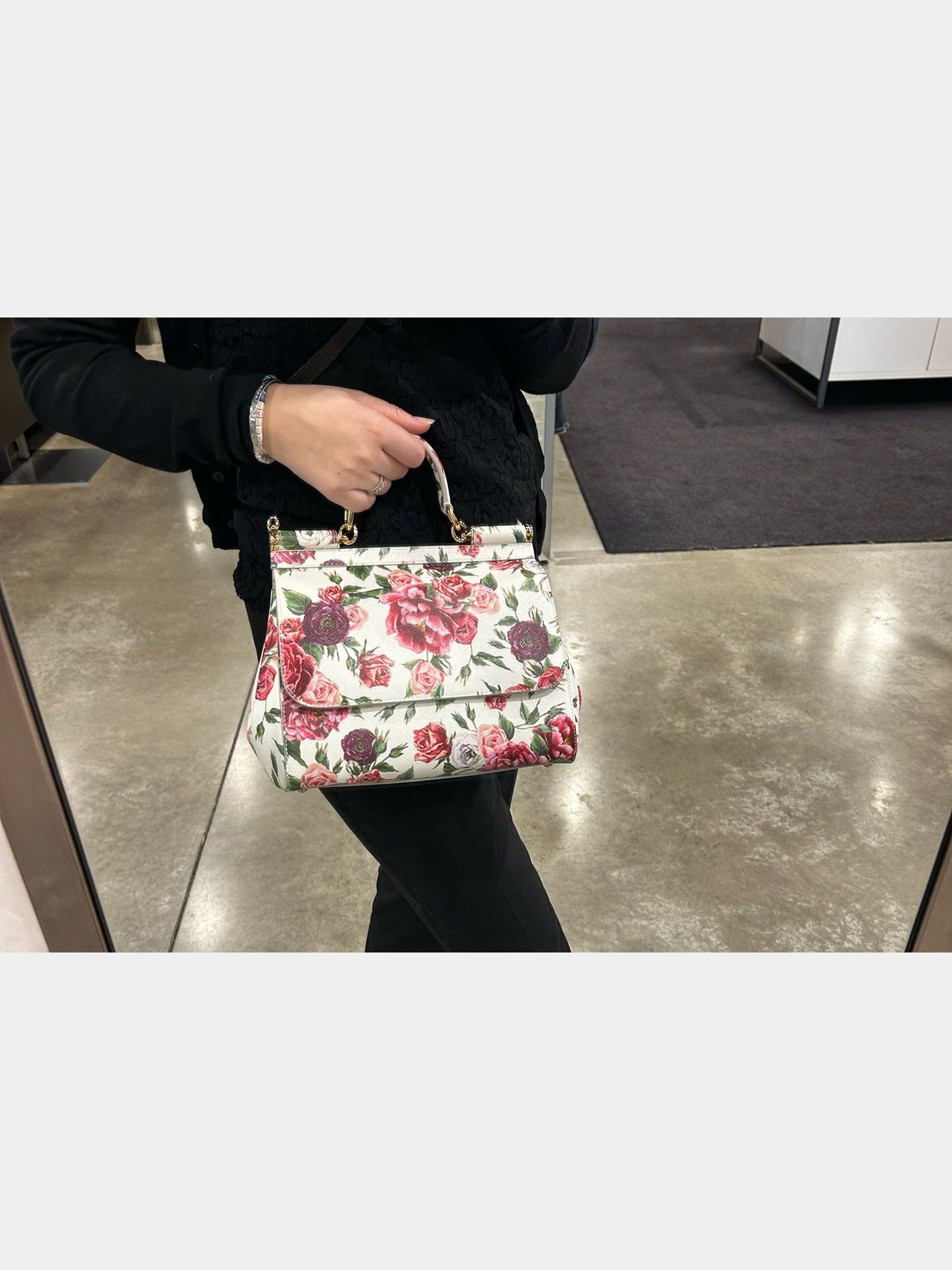 Dolce & Gabbana Multicolor Leather Peony Rose Sicily HandbagDolce & Gabbana