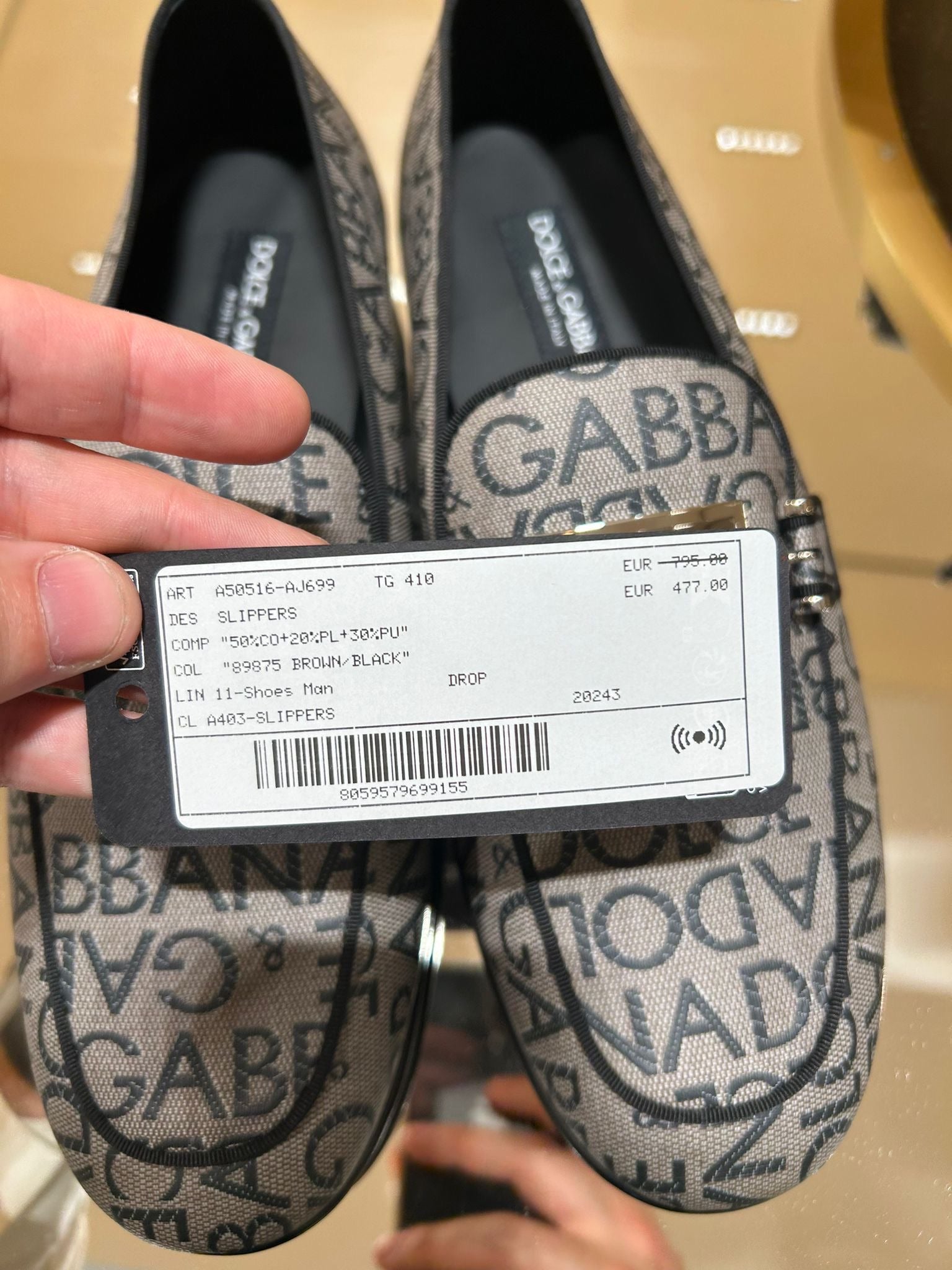 Dolce & Gabbana Slippers Męskie Brązowe - Czarne A50516 - AJ699Dolce & Gabbana