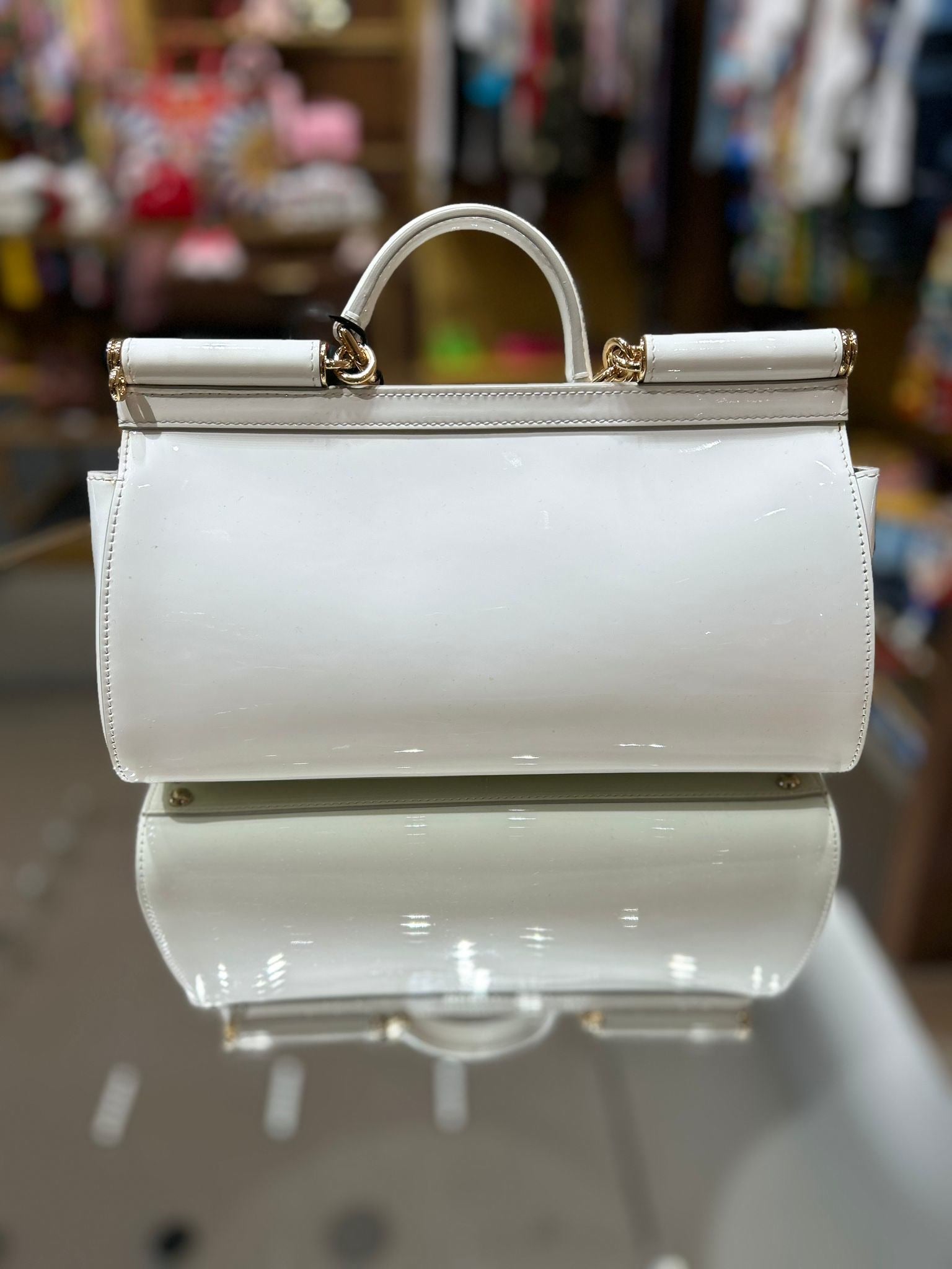 Dolce & Gabbana Torebka biała skórzanaDolce & Gabbana