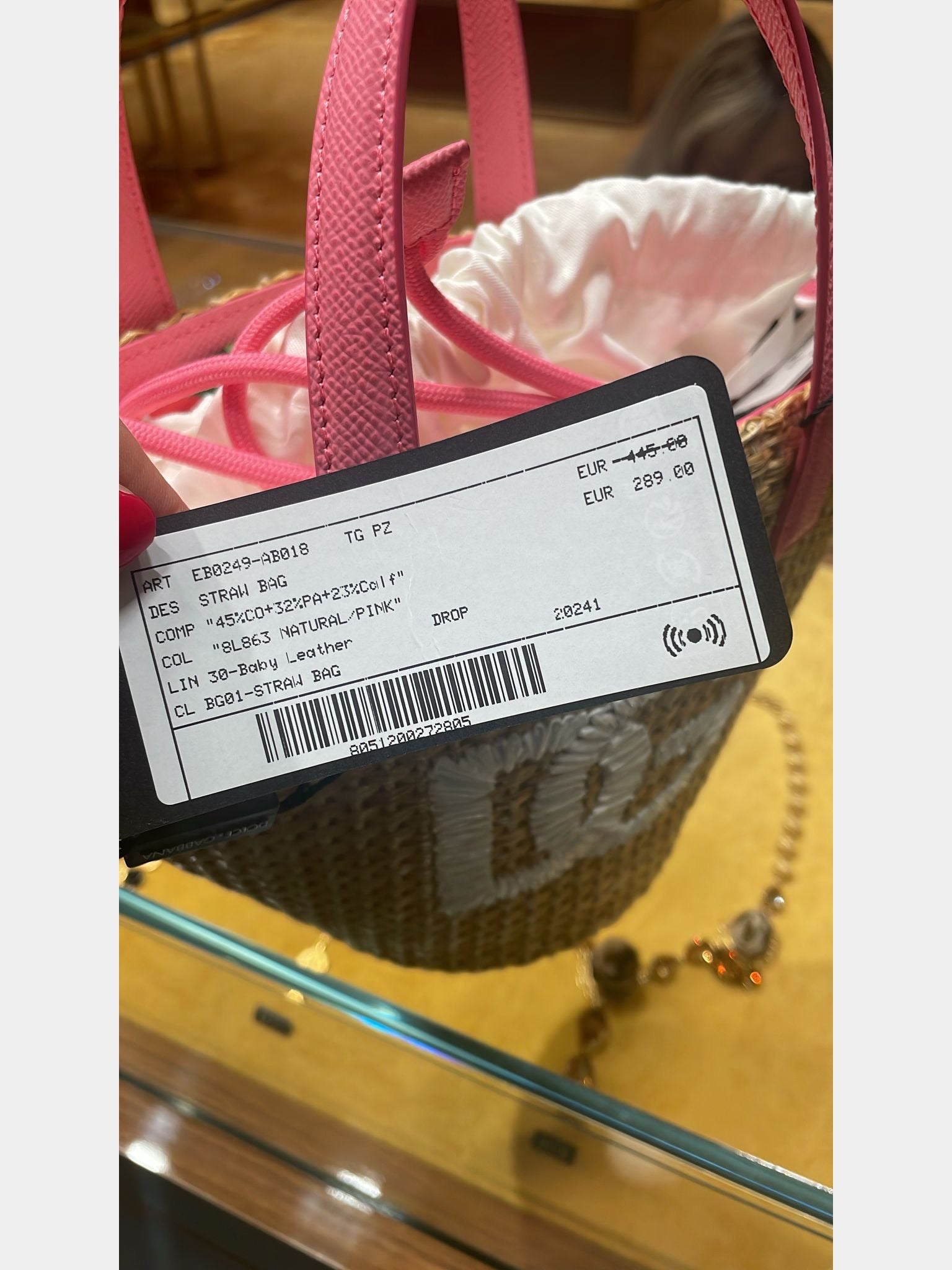 Dolce & Gabbana Torebka Damska Natural Pink Straw BagDolce & Gabbana