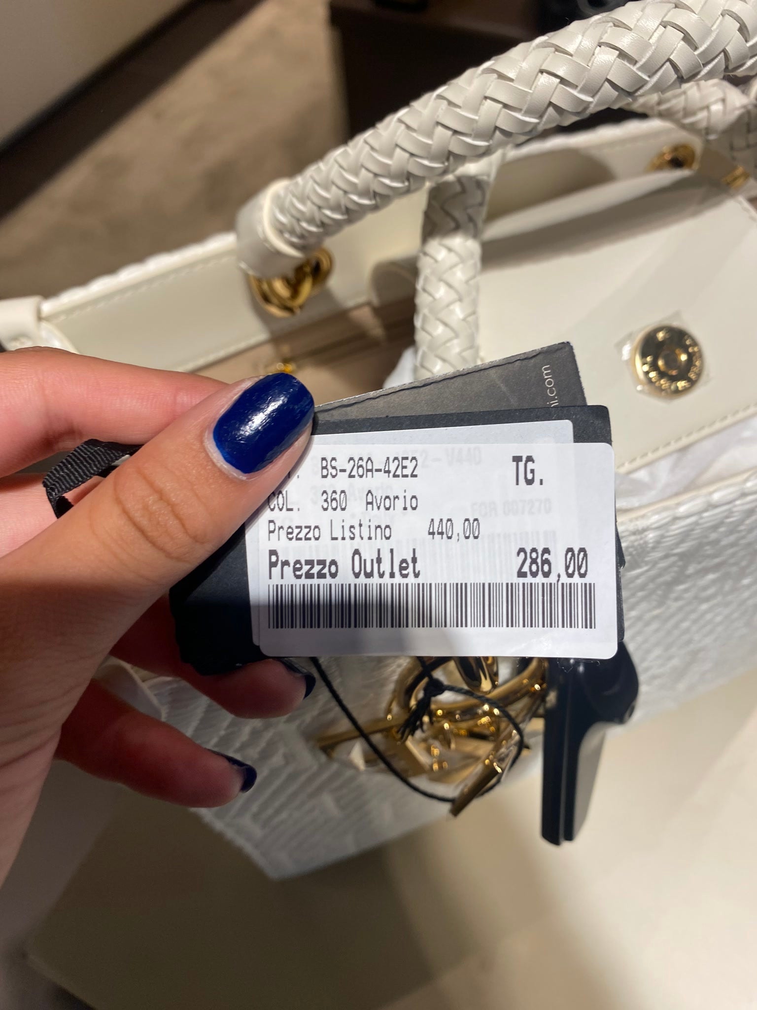 Elisabetta Franchi Damska torebka na ramię skórzana IvoryElisabetta Franchi