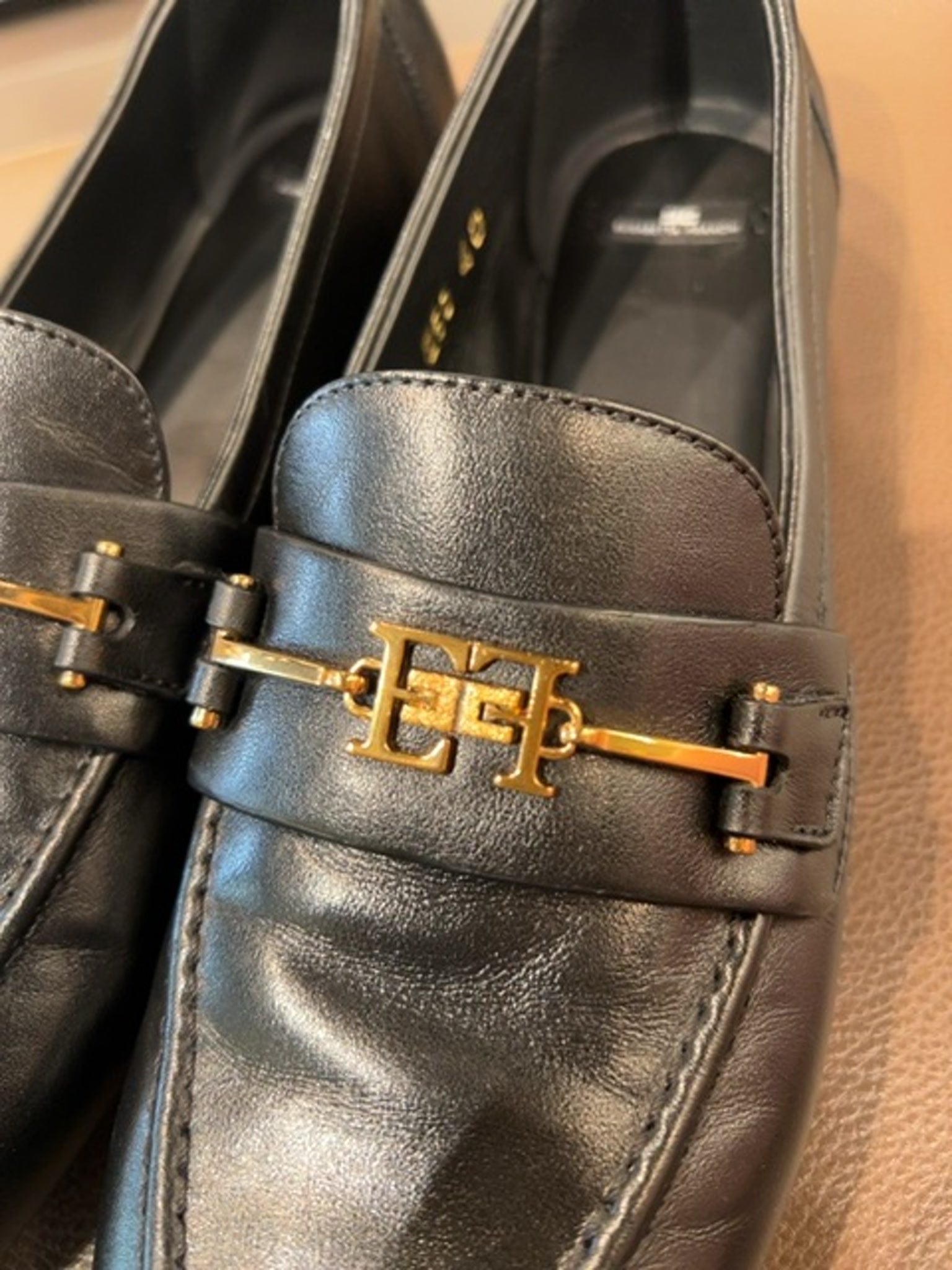 Elisabetta Franchi Damskie loafersy skórzane czarneElisabetta Franchi
