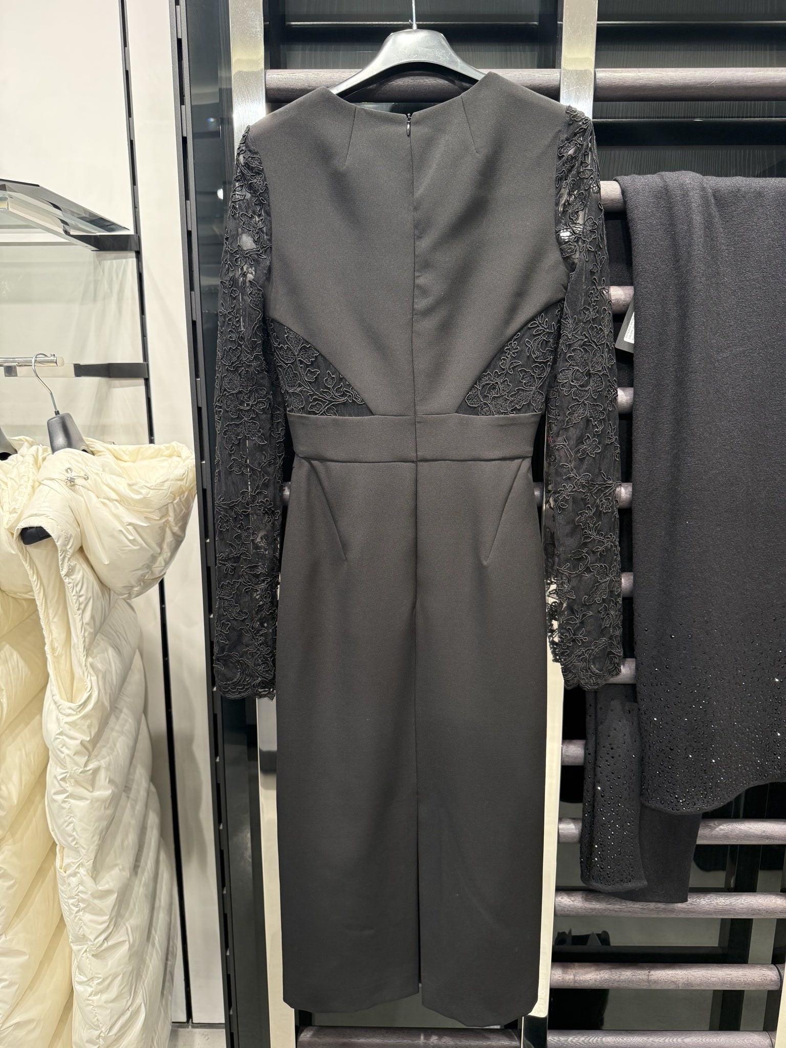 Ermanno Scervino Black Dress with Lace SleevesErmanno Scervino