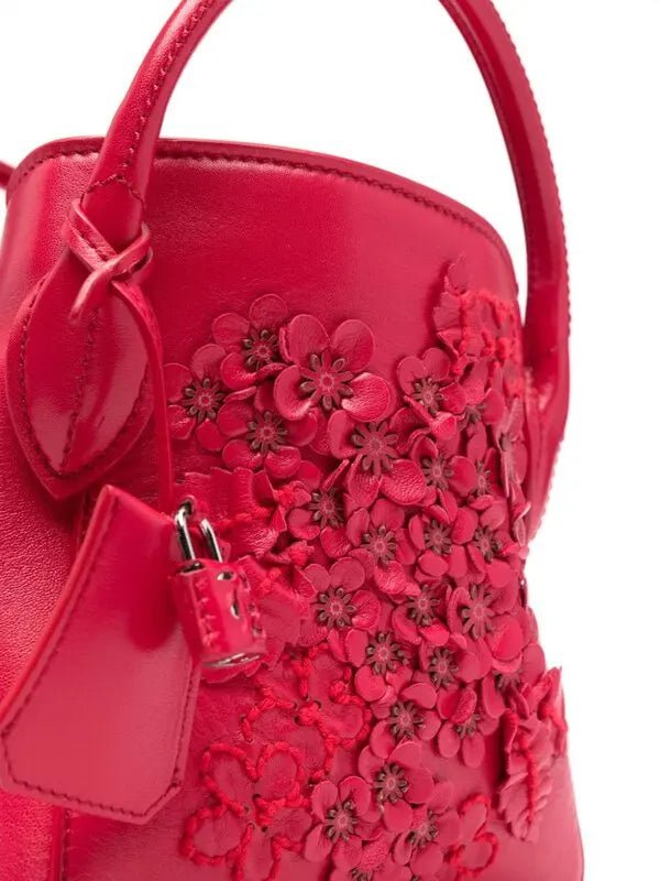 Ermanno Scervino Red Floral Leather BagErmanno Scervino
