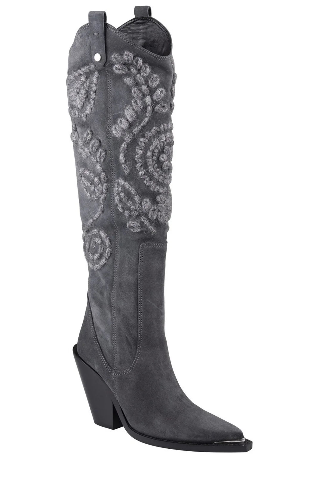 Ermanno Scervino Suede & Wool Embroidered BootsErmanno Scervino