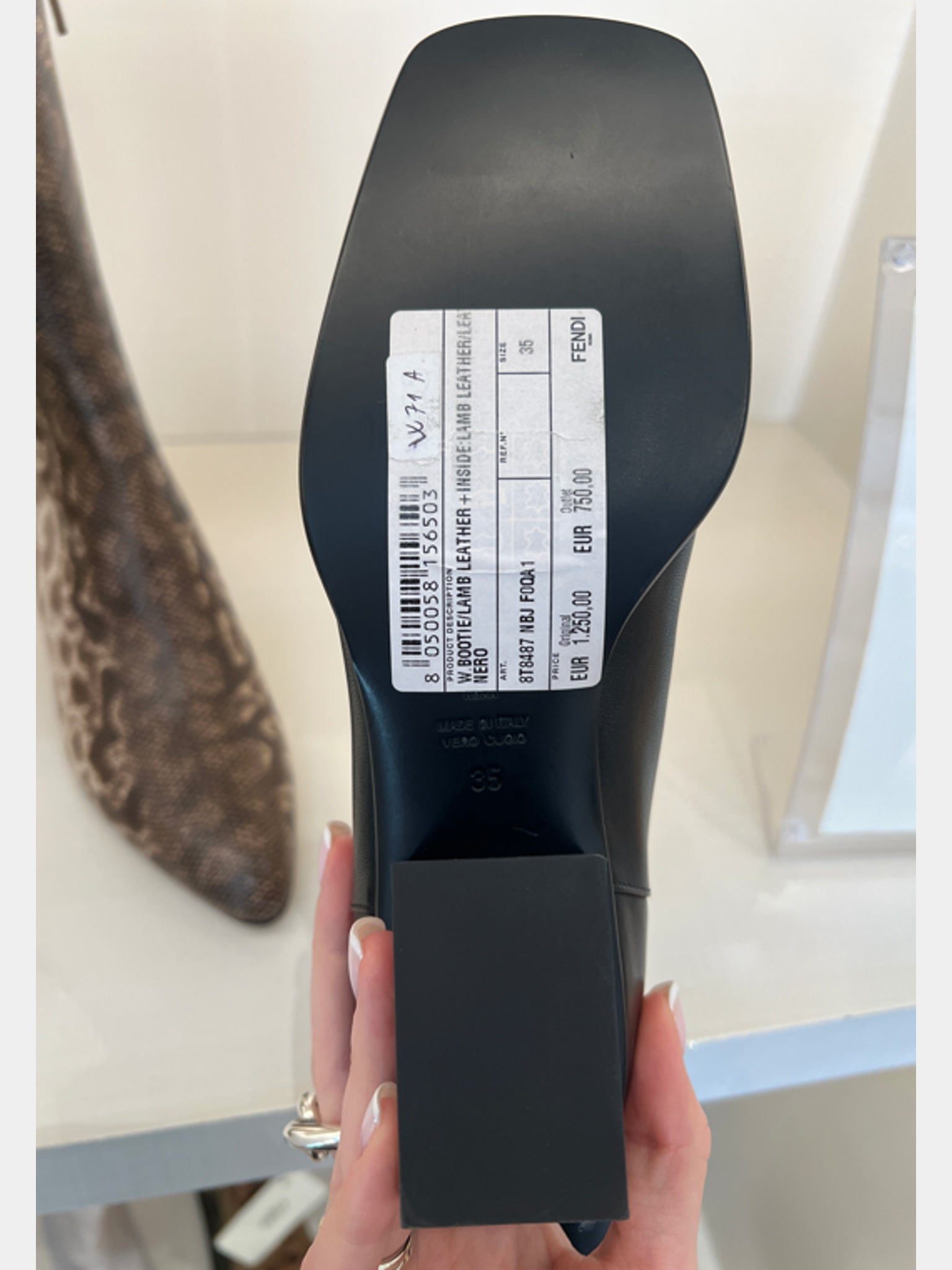 Fendi Damskie Botki Czarne Lamb LeatherFendi