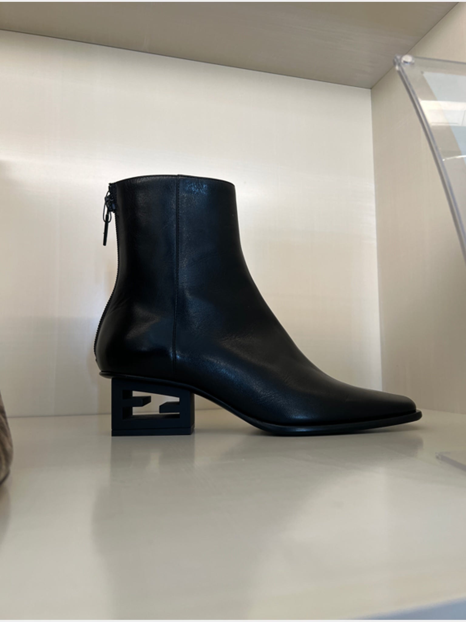 Fendi Damskie Botki Czarne Lamb LeatherFendi