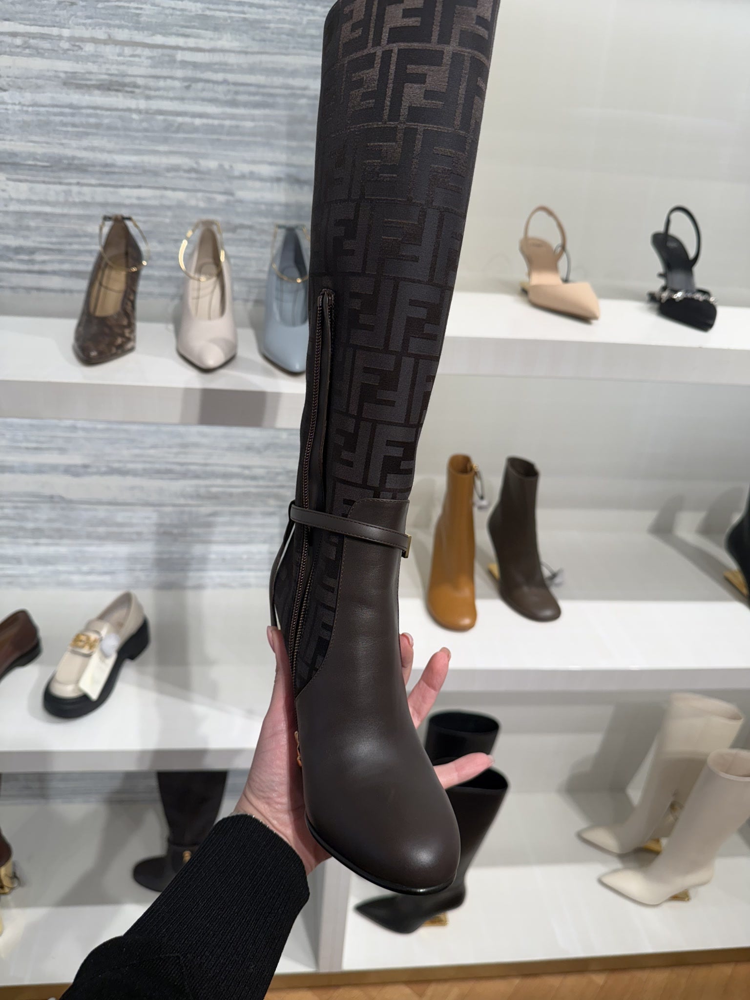 Fendi Delfina 110mm Monogram Knee - high BootsFendi