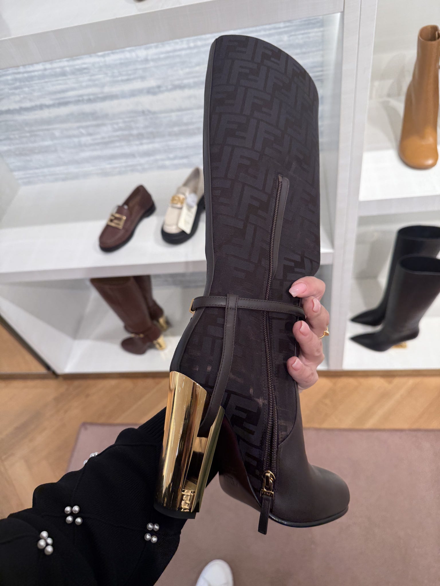 Fendi Delfina 110mm Monogram Knee - high BootsFendi