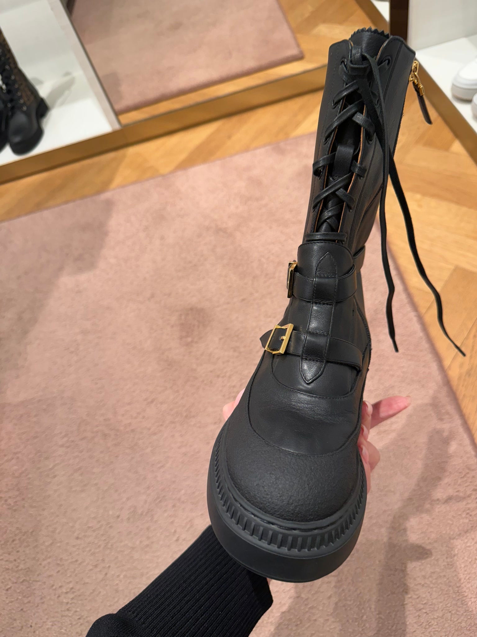 Fendi Delfina Leather Biker BootsFendi