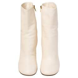 Fendi Fendi Beige Leather Fendi First High - Heeled Ankle BootsFendi