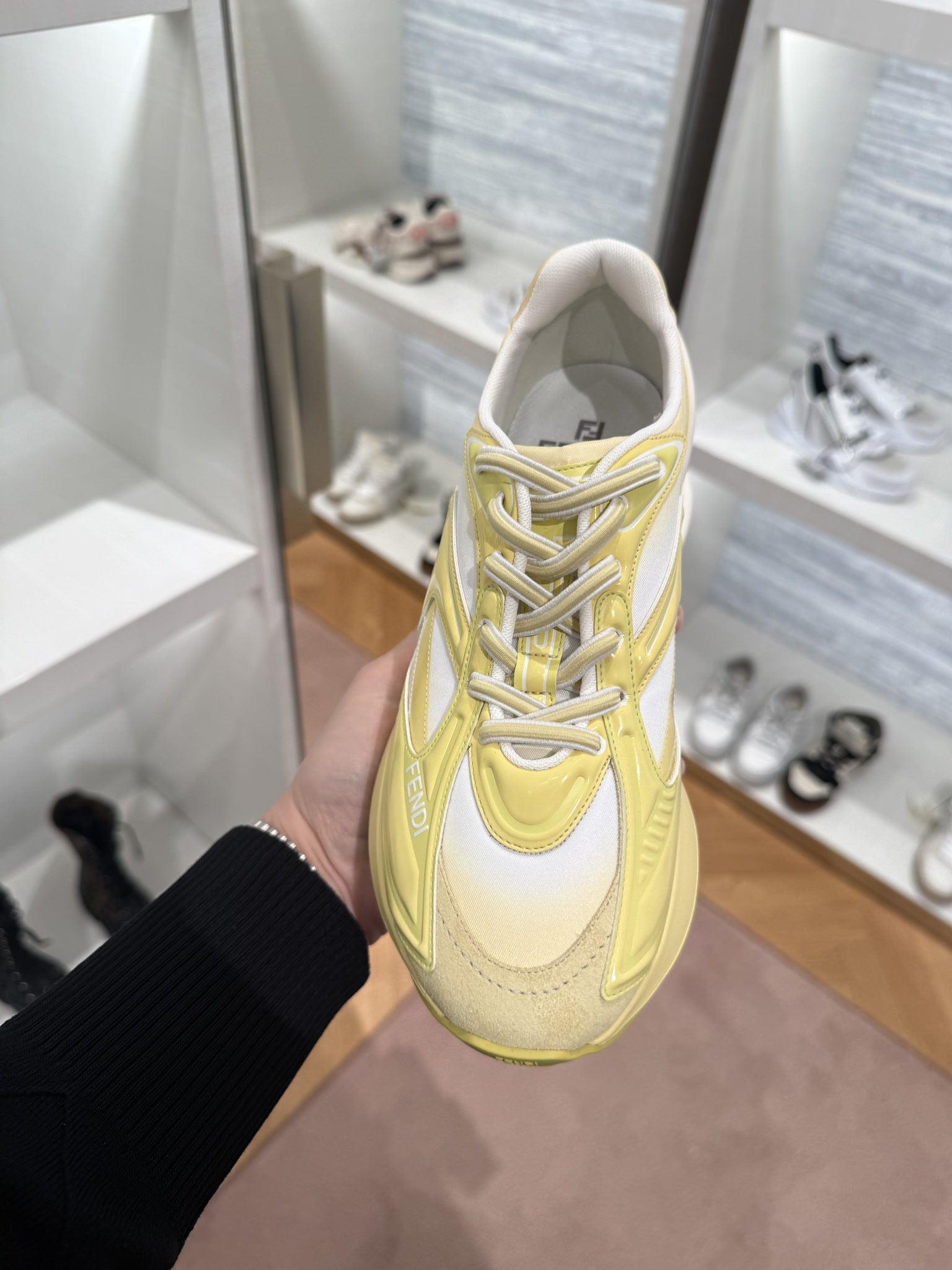 Fendi First 1 Nylon Yellow Low Top SneakersFendi