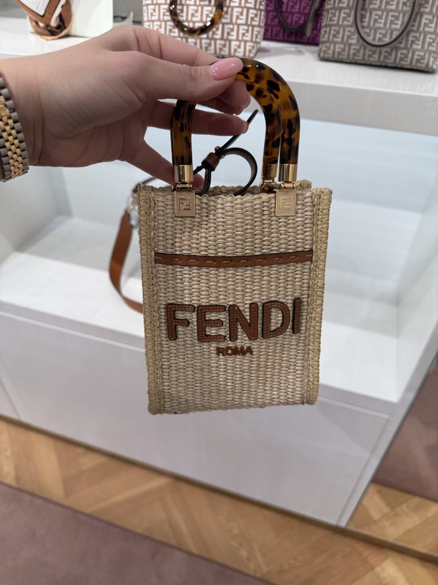 Fendi Mini Sunshine Raffia Tote BagFendi