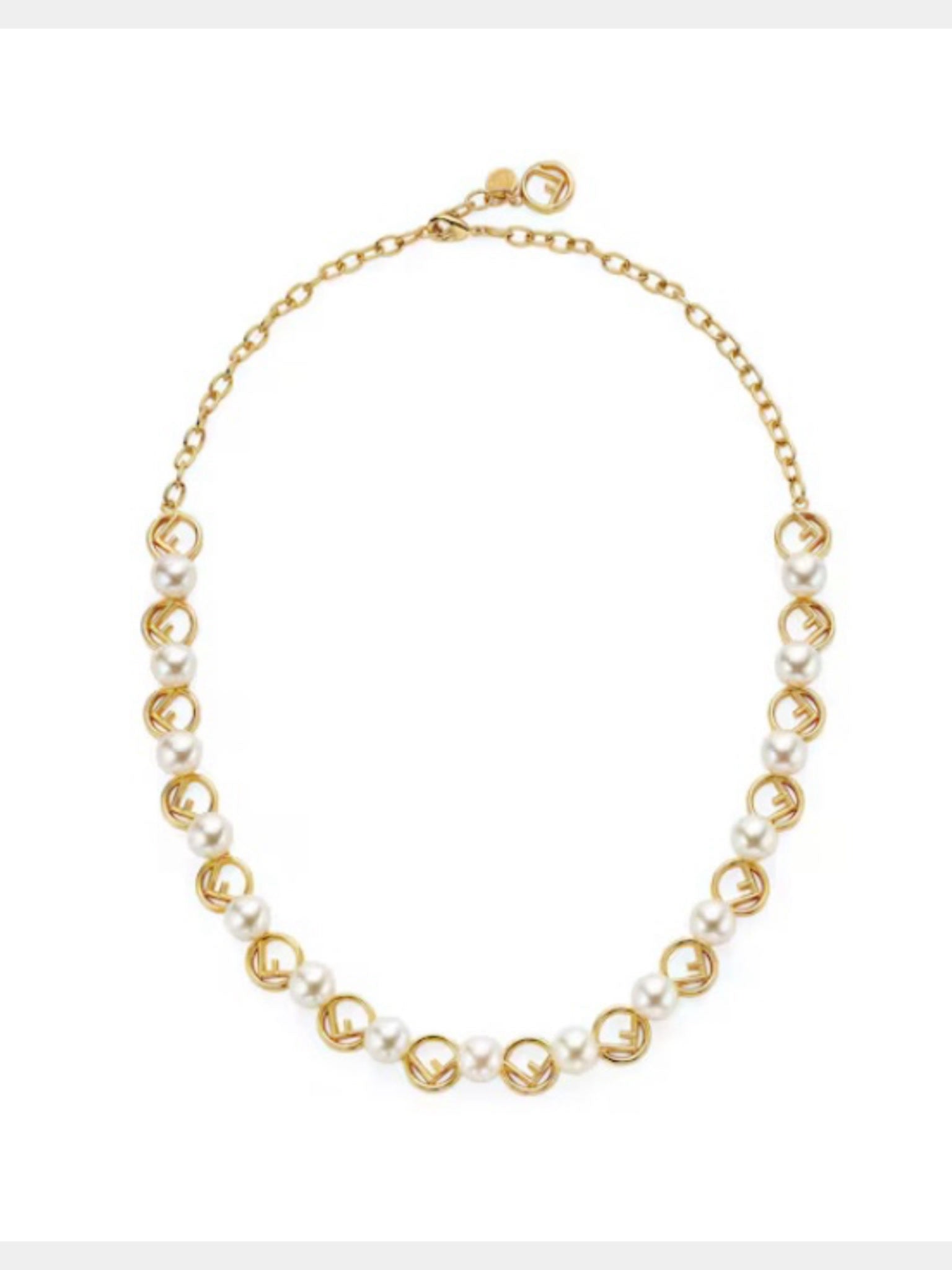 Fendi Necklace gold with white pearlsFendi