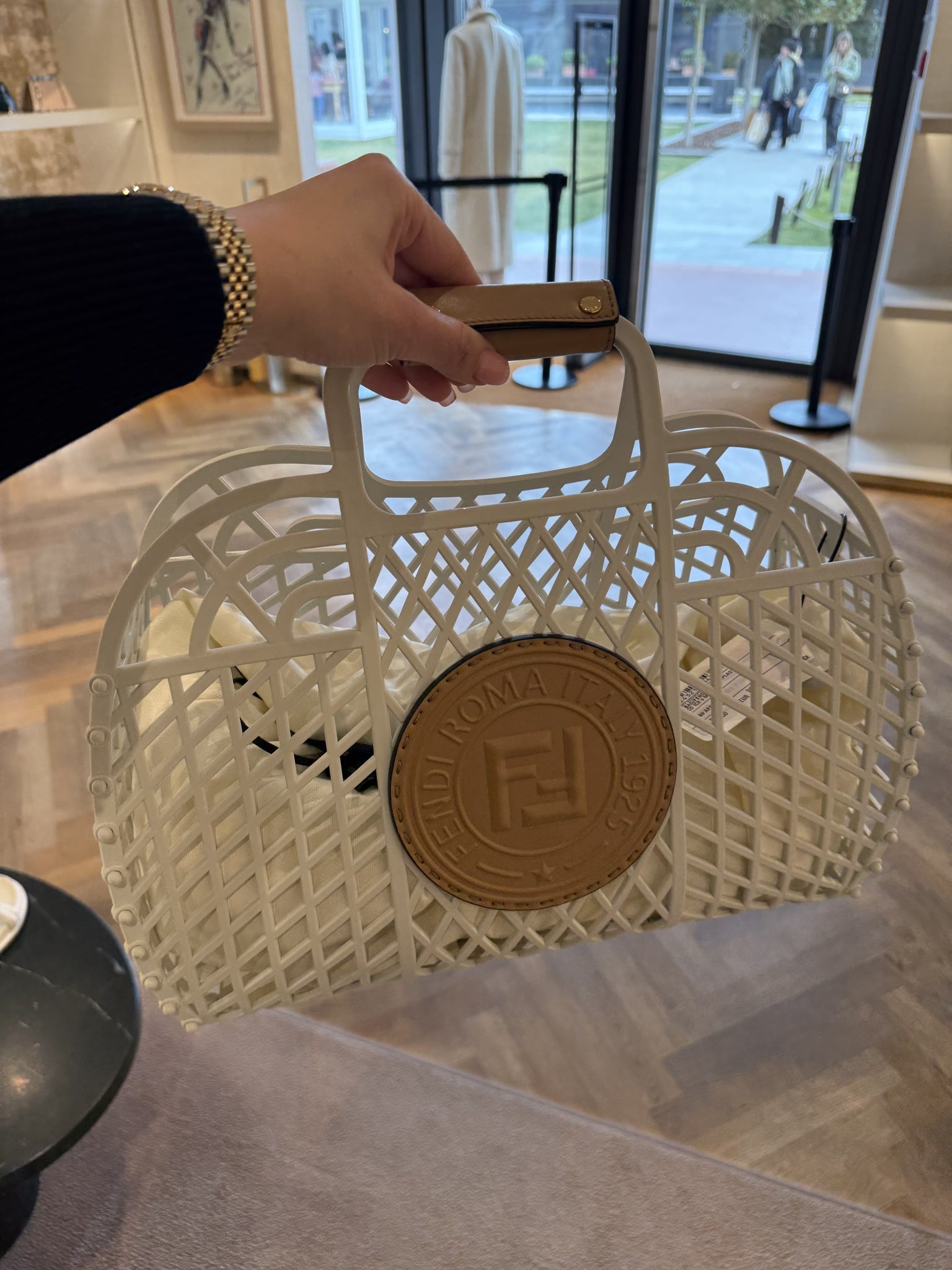 Fendi Plastic and Leather Small Basket ToteFendi