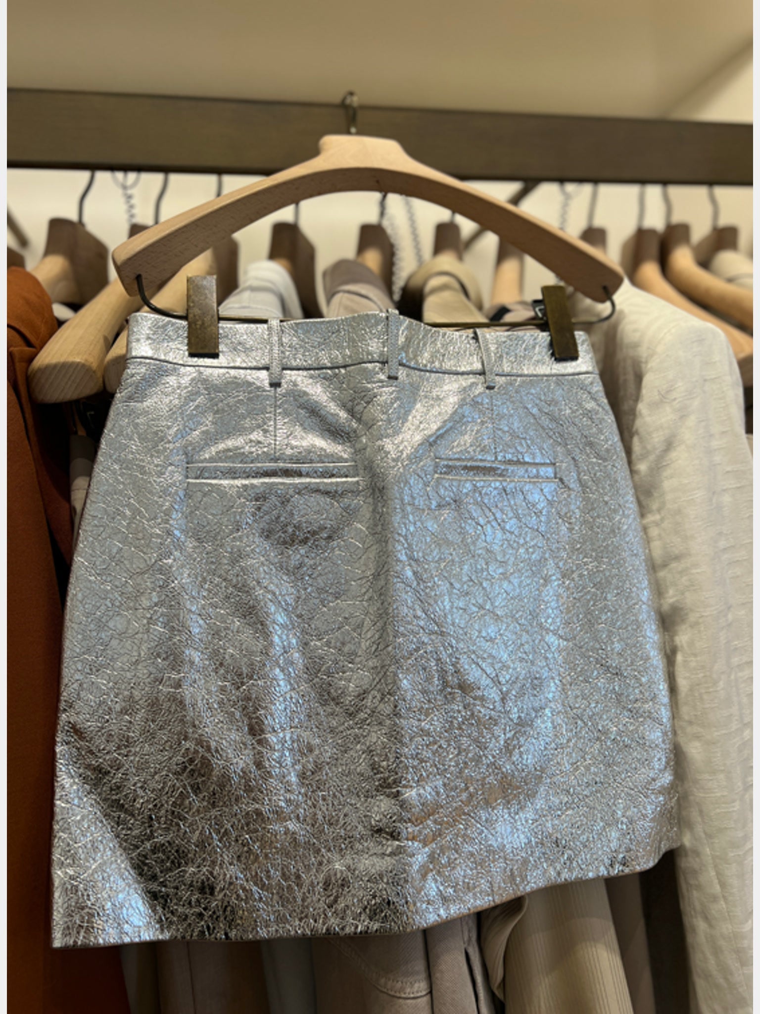 Fendi Spódnica Srebrna Metallic LeatherFendi