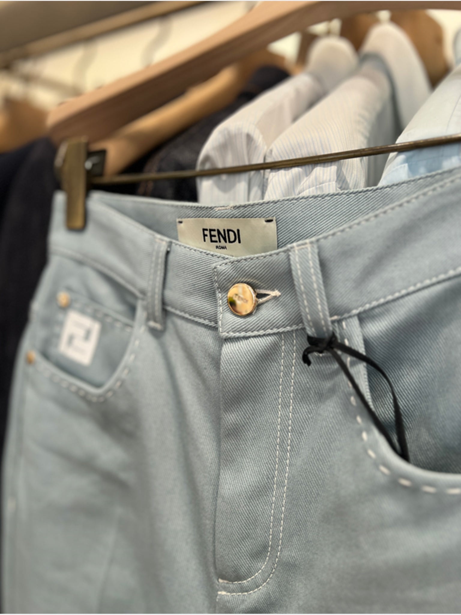 Fendi Spodnie Damskie BłękitneFendi
