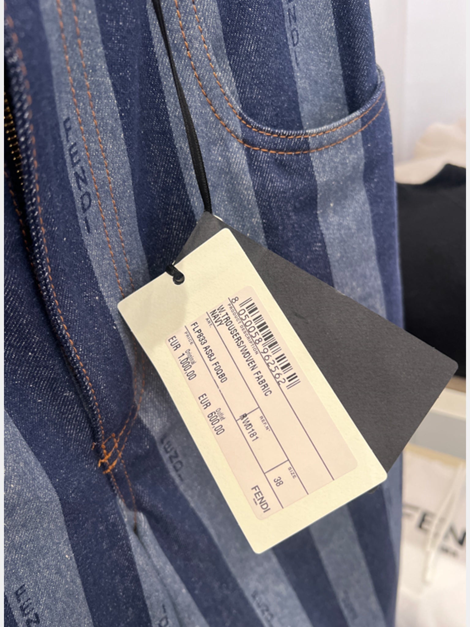 Fendi Spodnie Damskie Niebieskie w paskiFendi