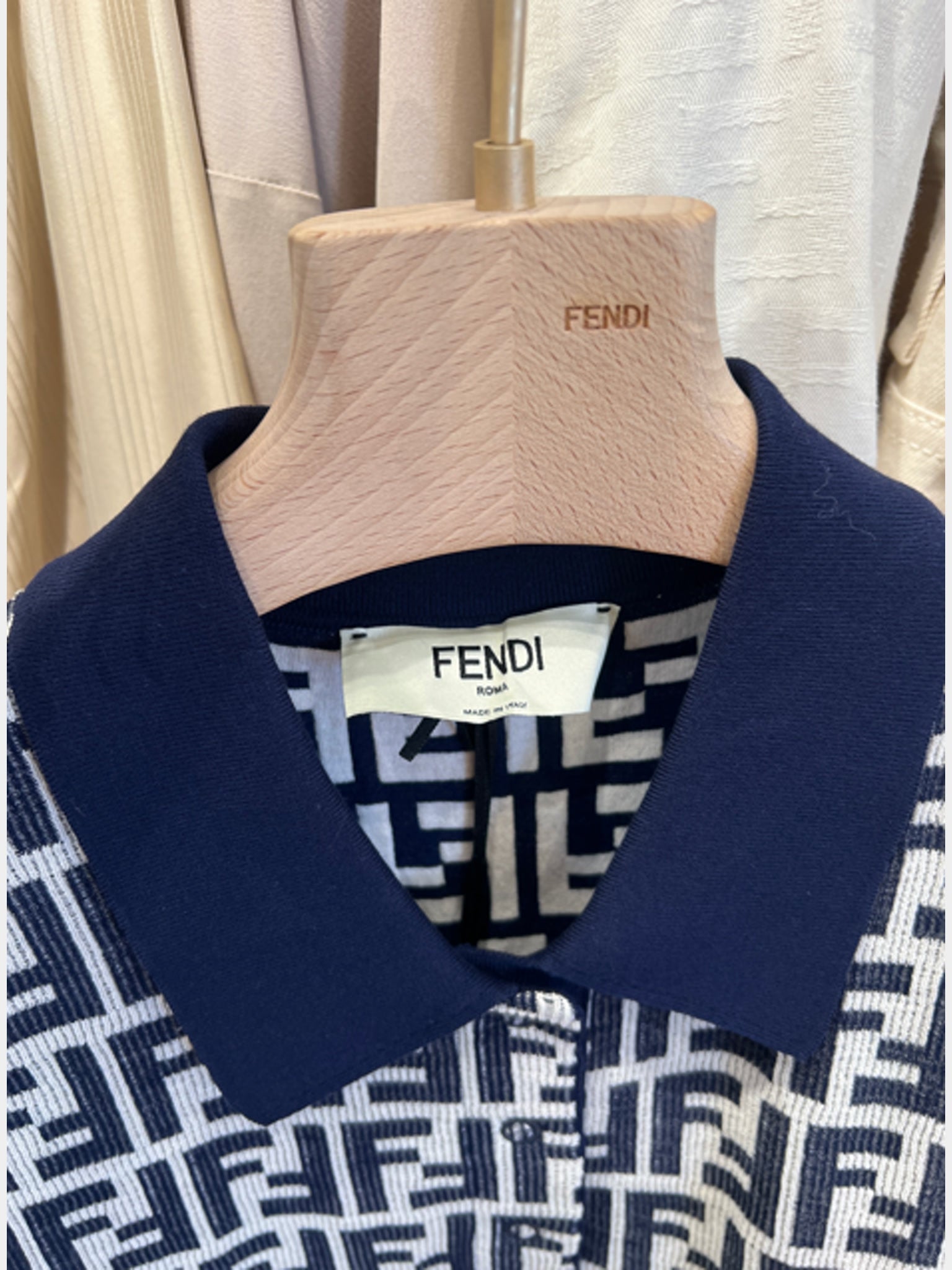Fendi sukienka Navy Linen z logoFendi