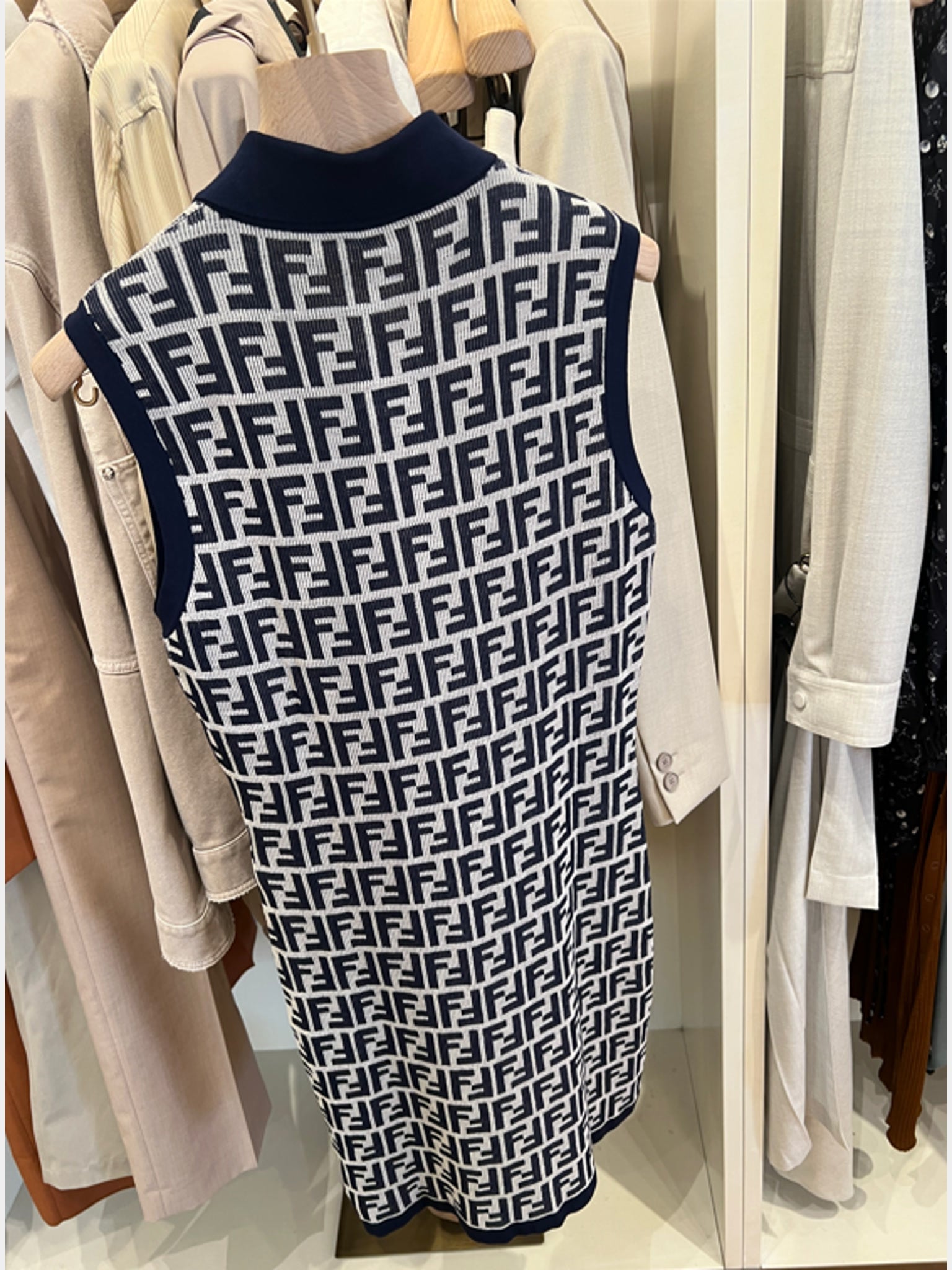 Fendi sukienka Navy Linen z logoFendi