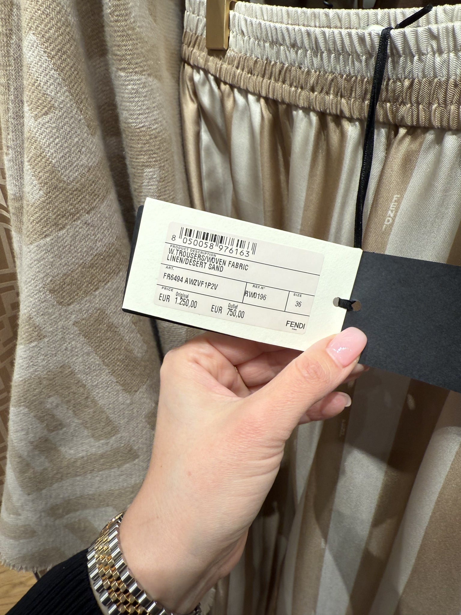 Fendi Trousers Woven Fabric Linen Desert SandFendi