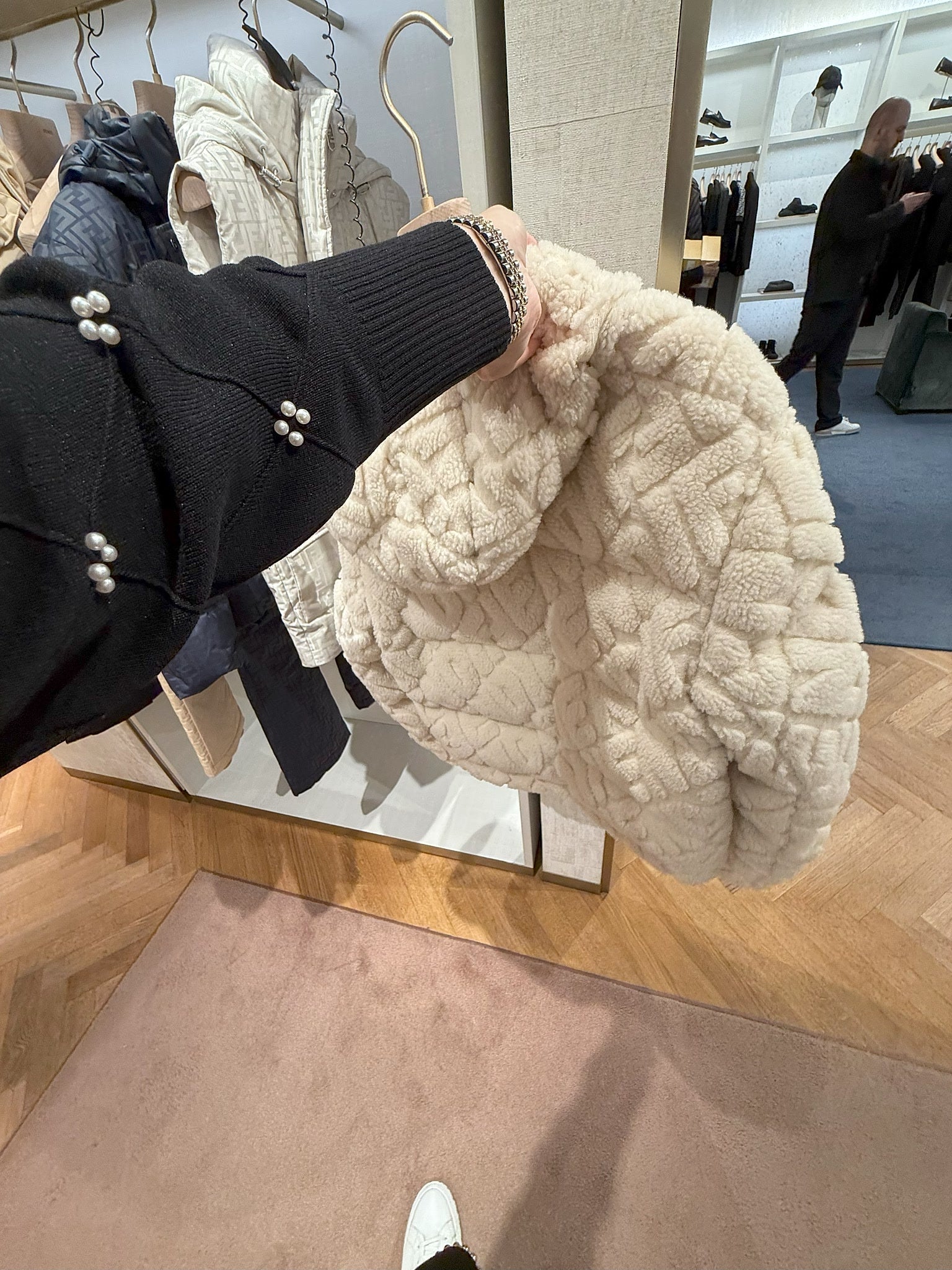 Fendi W Puffer Jacket Knitted FabricFendi