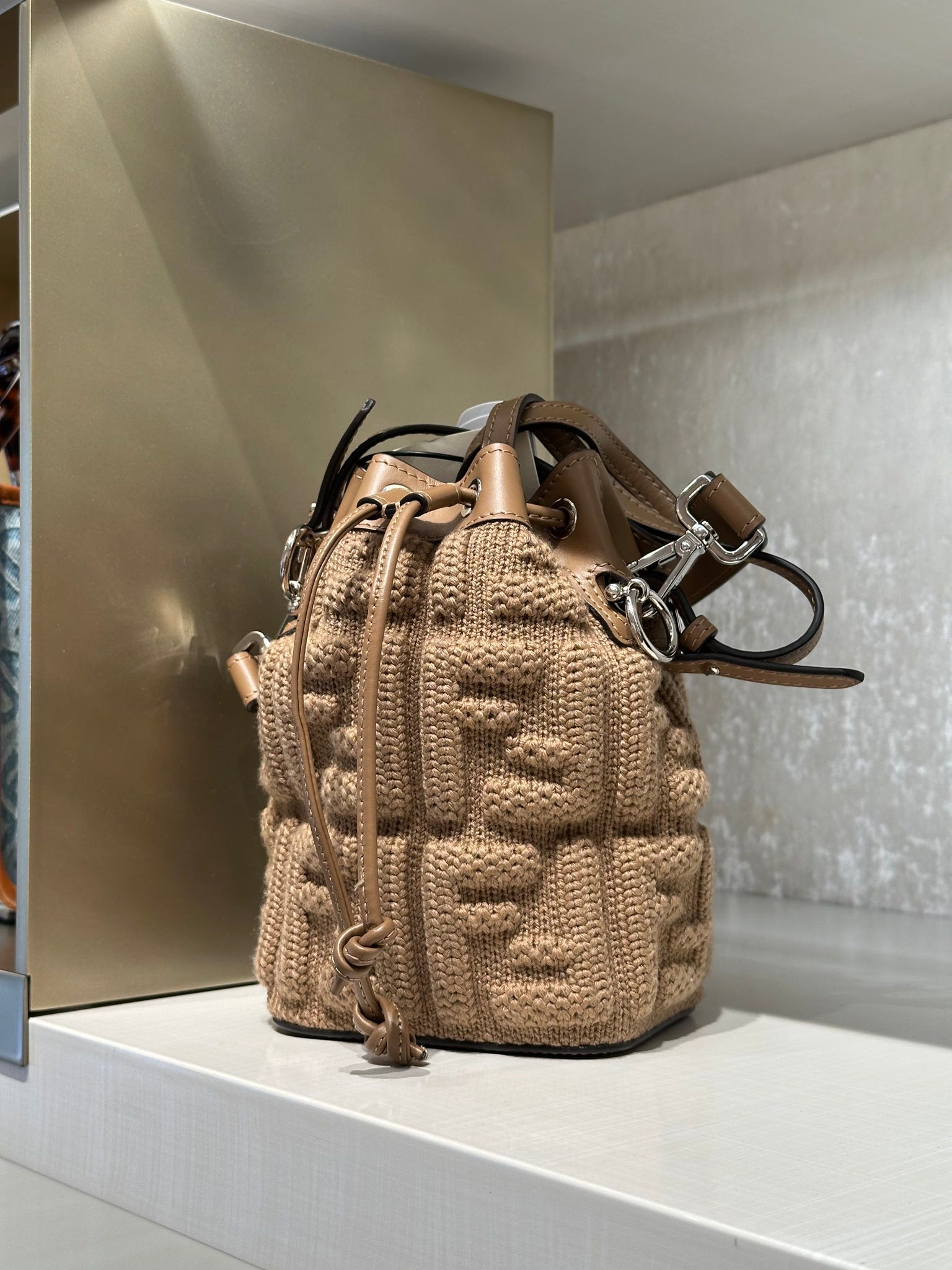 Fendi W.Bucket in Sand and PalladioFendi