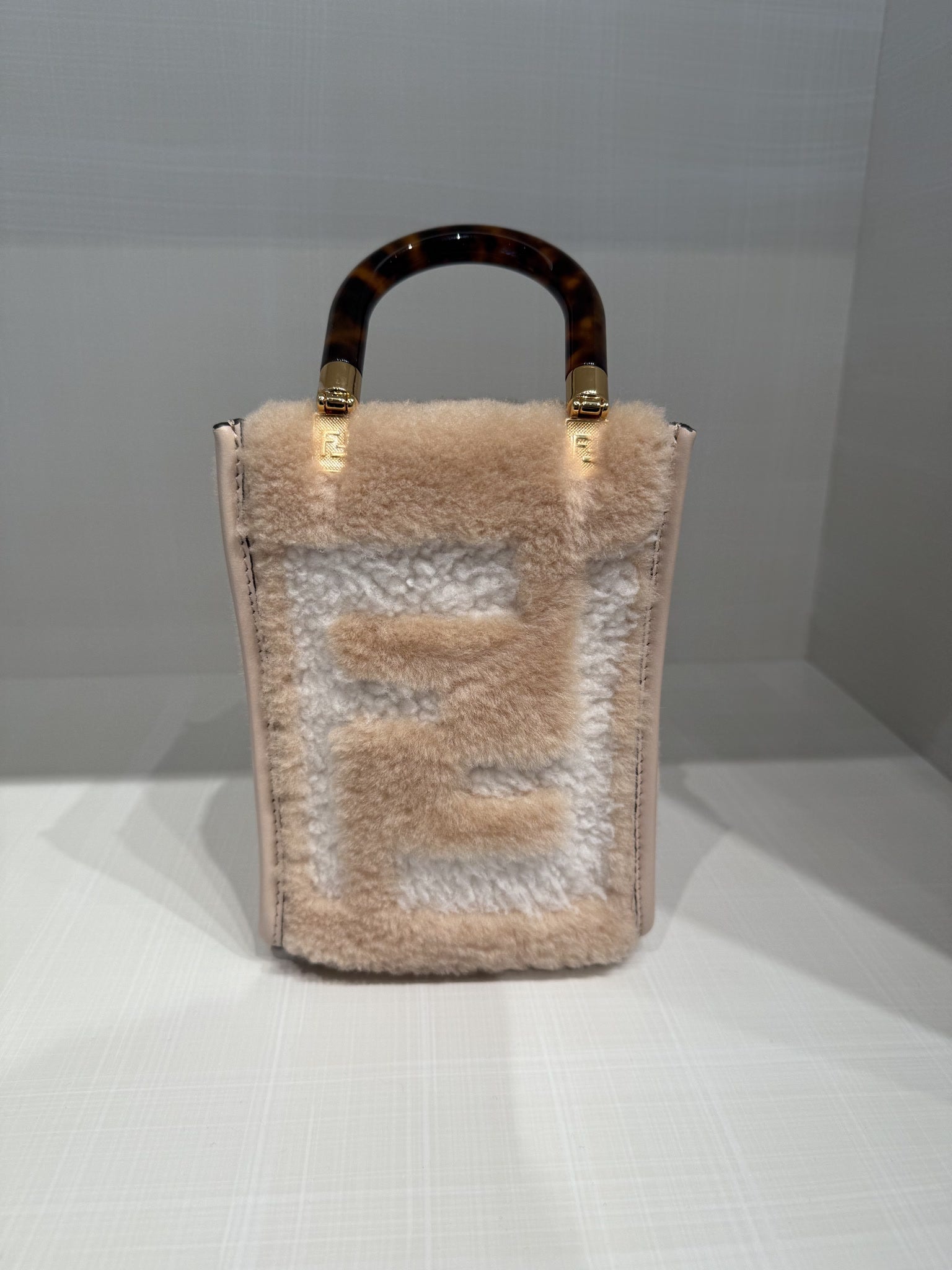 Fendi White Lamb Fur Calf LeatherFendi