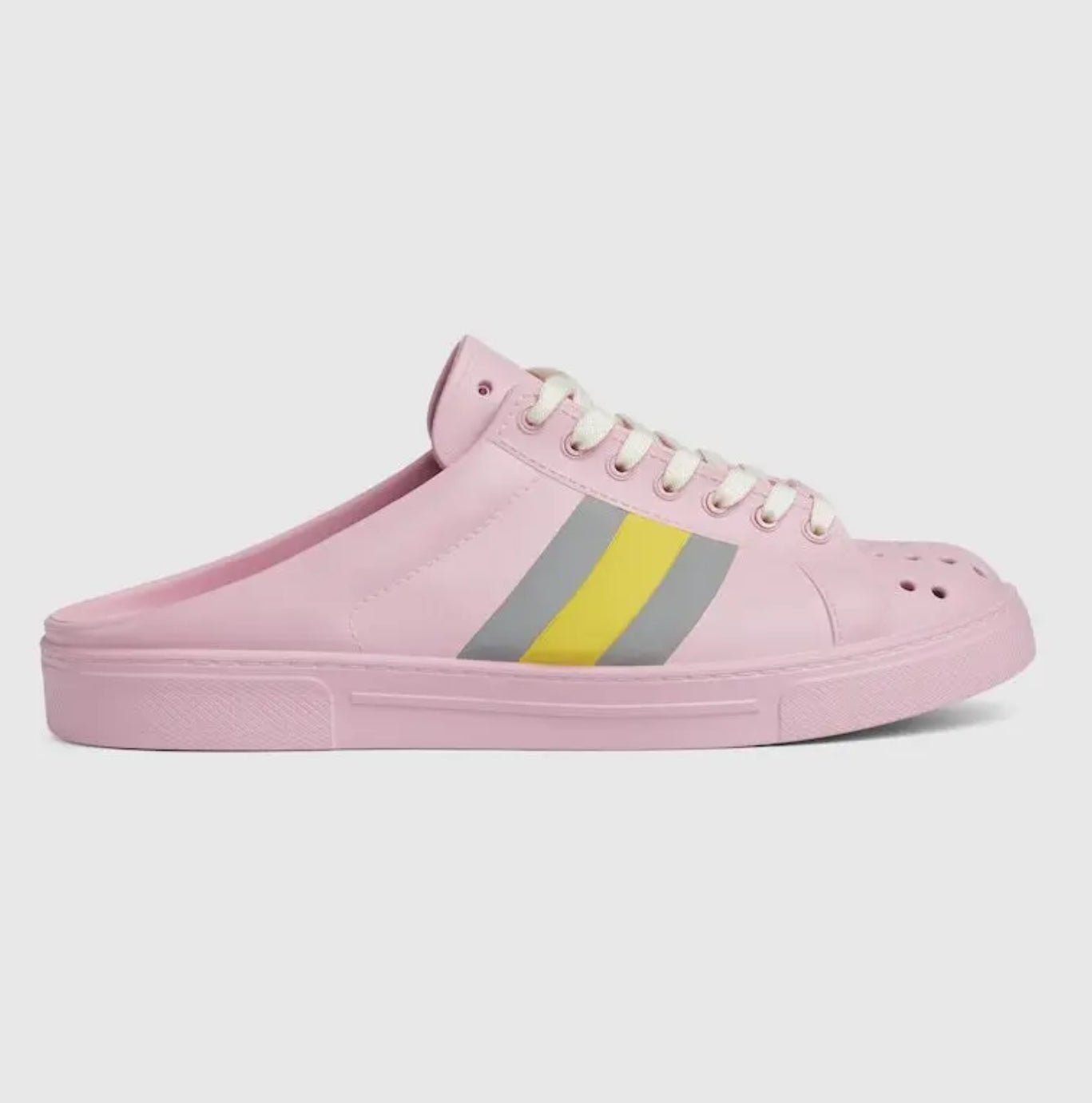 Gucci Ace Web Rubber Mules pinkGucci