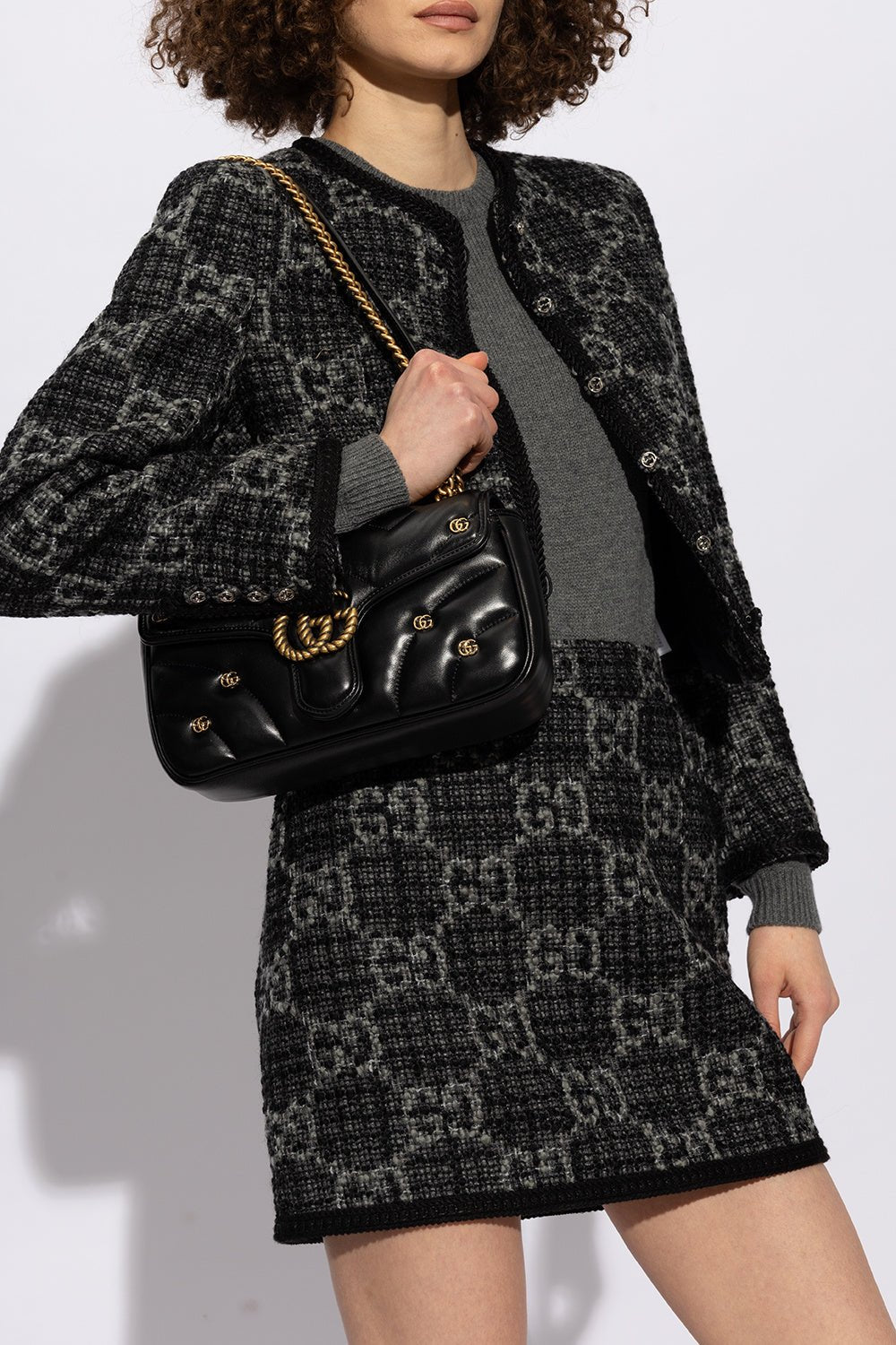Gucci BLACK ‘GG Marmont Small’ quilted shoulder bagGucci
