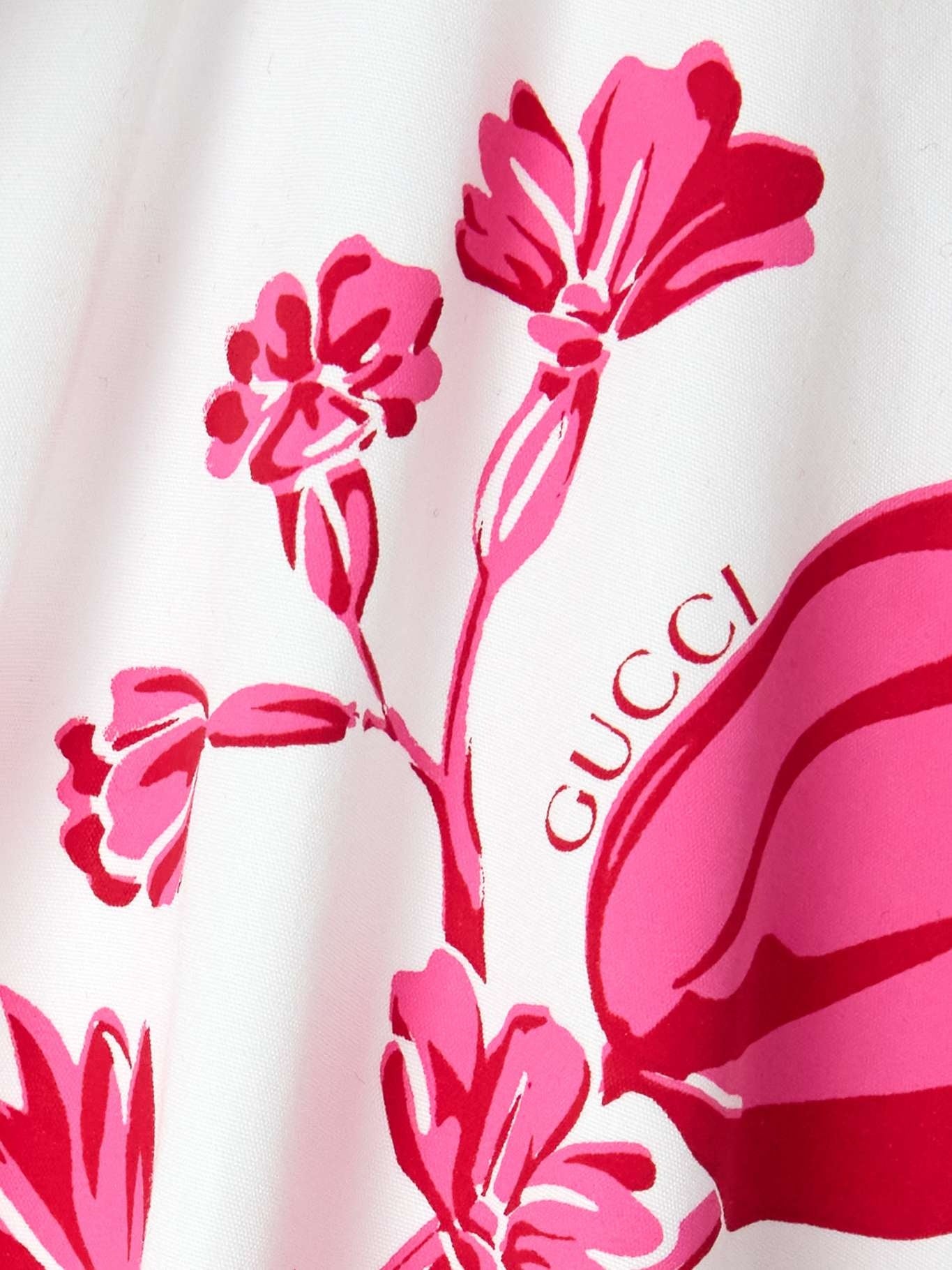 GUCCI Floral - print cotton - poplin shirt white and pinkGucci