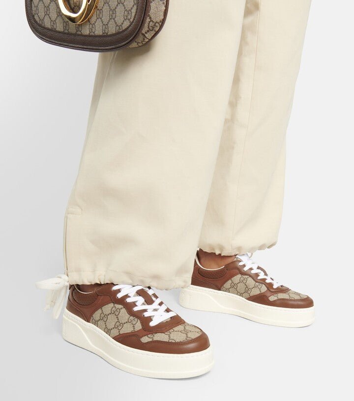 Gucci GG Supreme panelled sneakers brownGucci