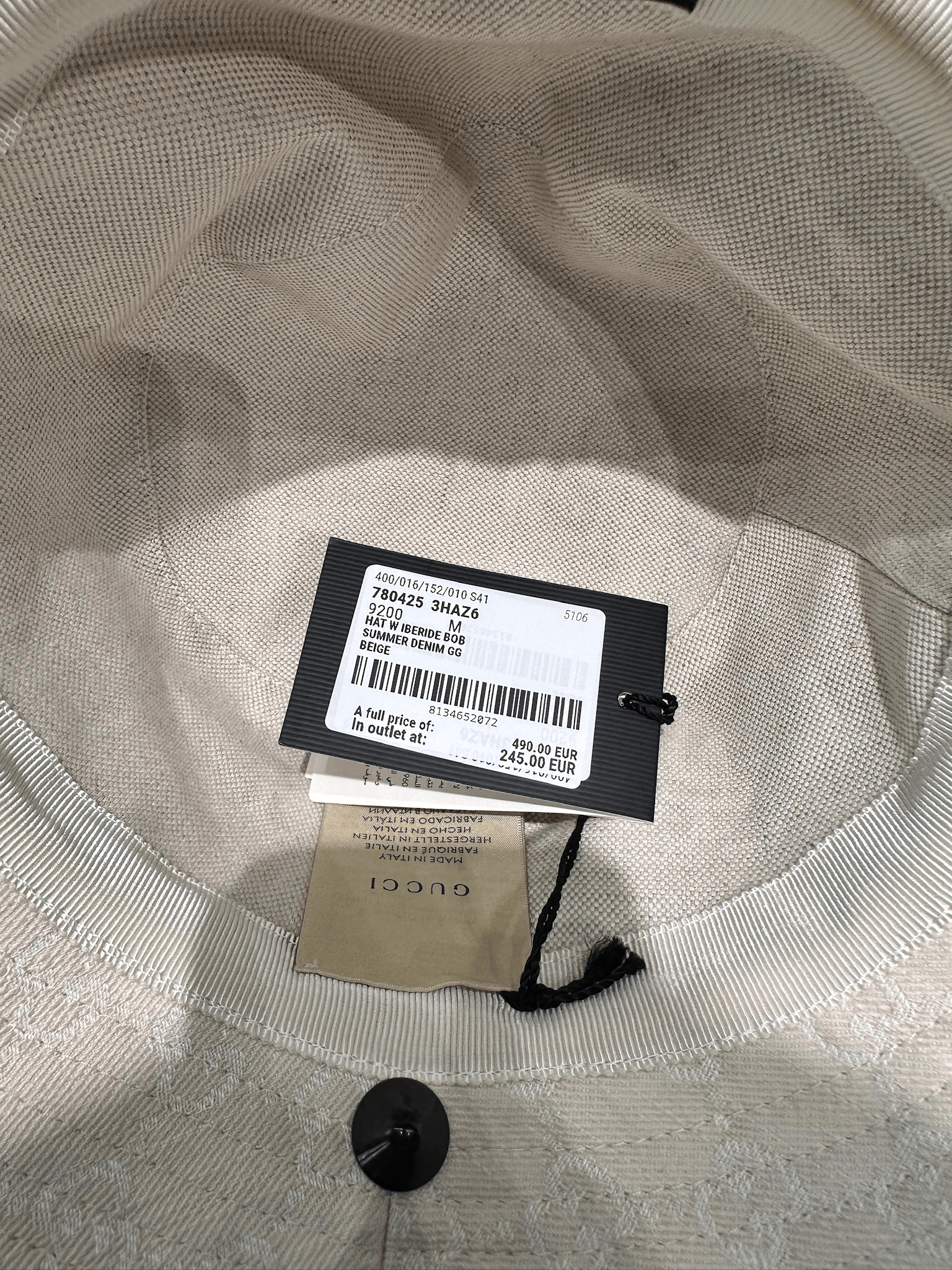 Gucci Hat W Iberide Bob Summer Denim GG BeigeGucci