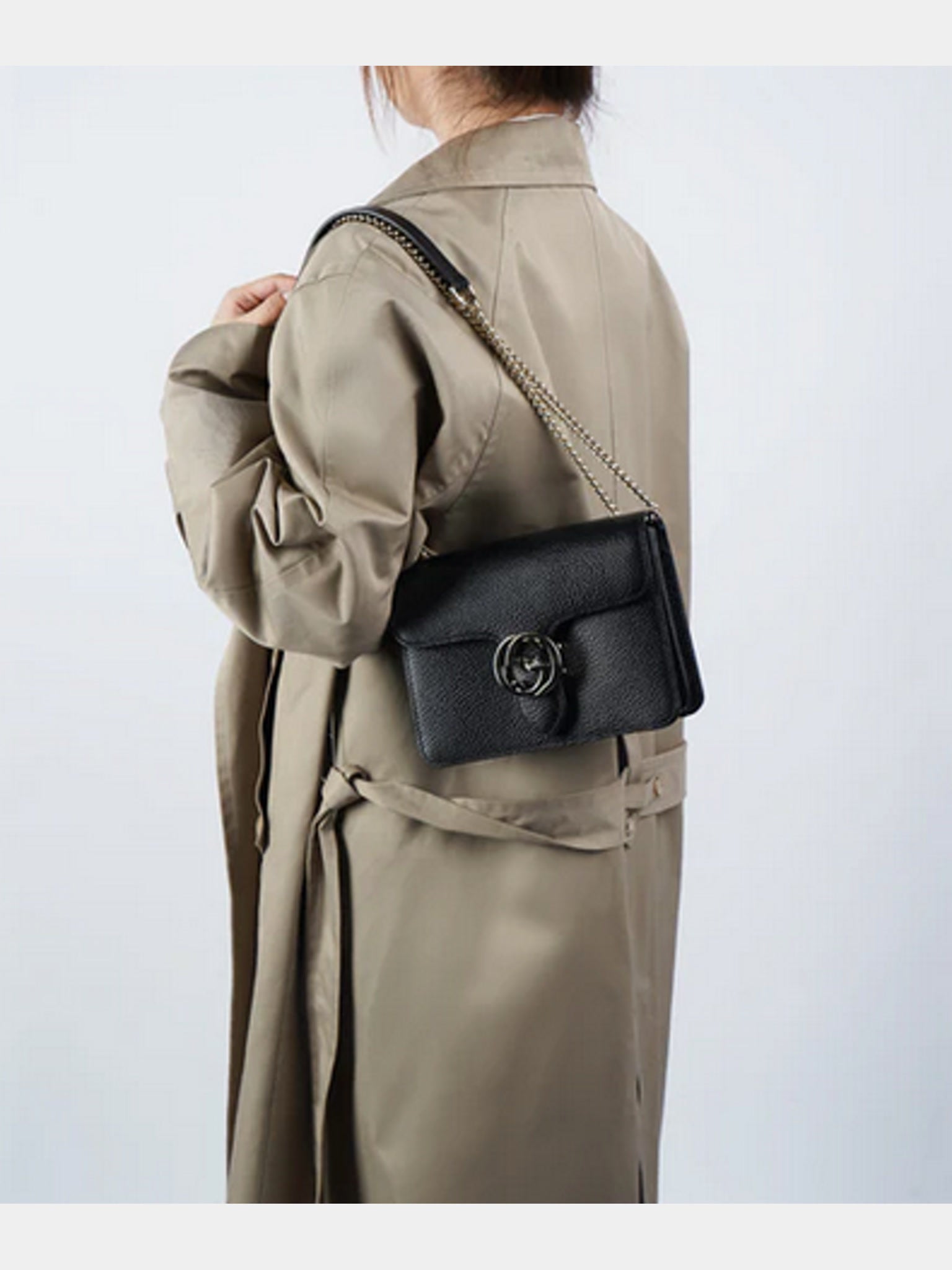 Gucci Leather Organ Satchel Single Shoulder Bag BlackGucci
