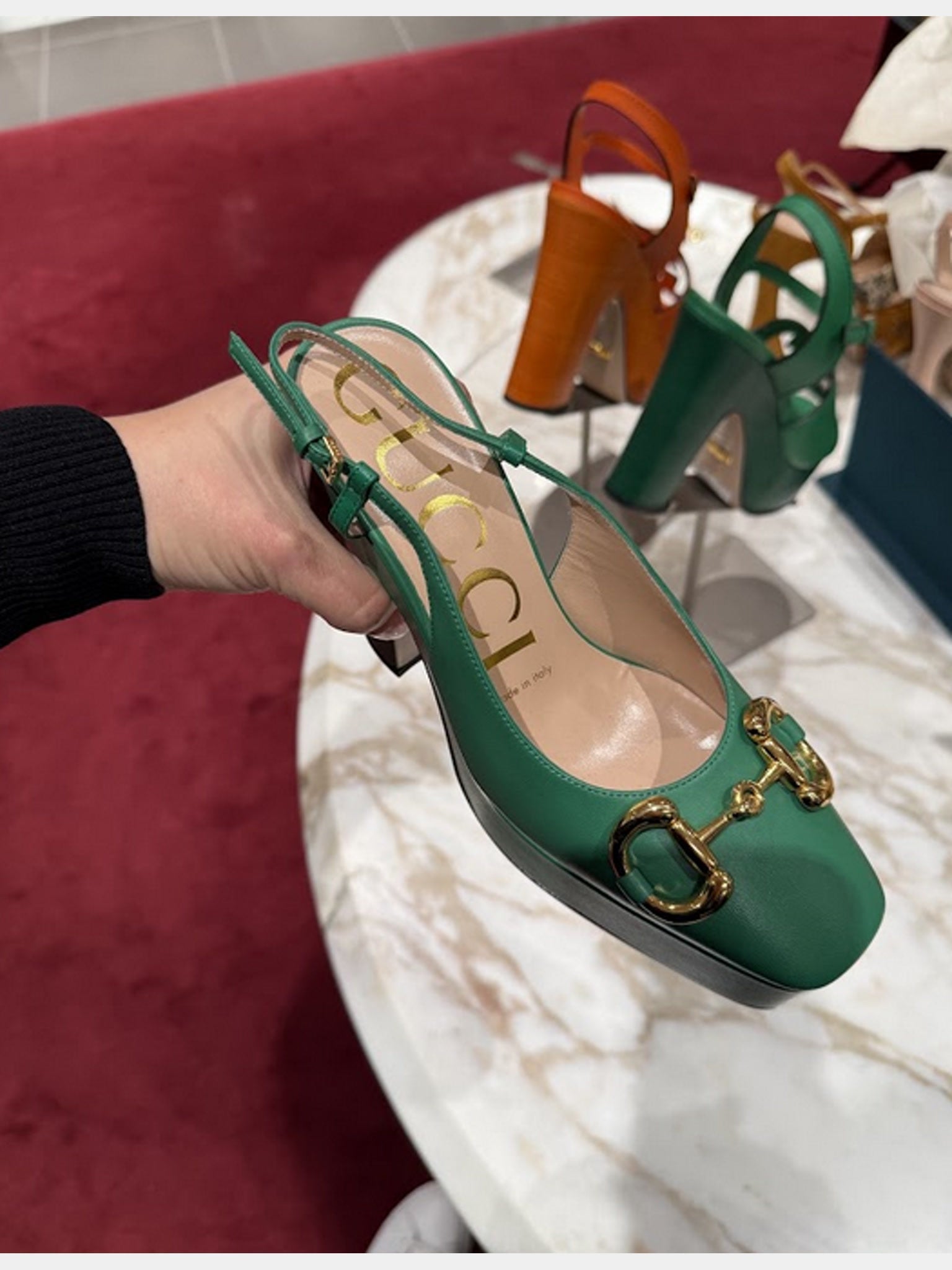 Gucci Zielone Damskie Szpilki na platformieGucci