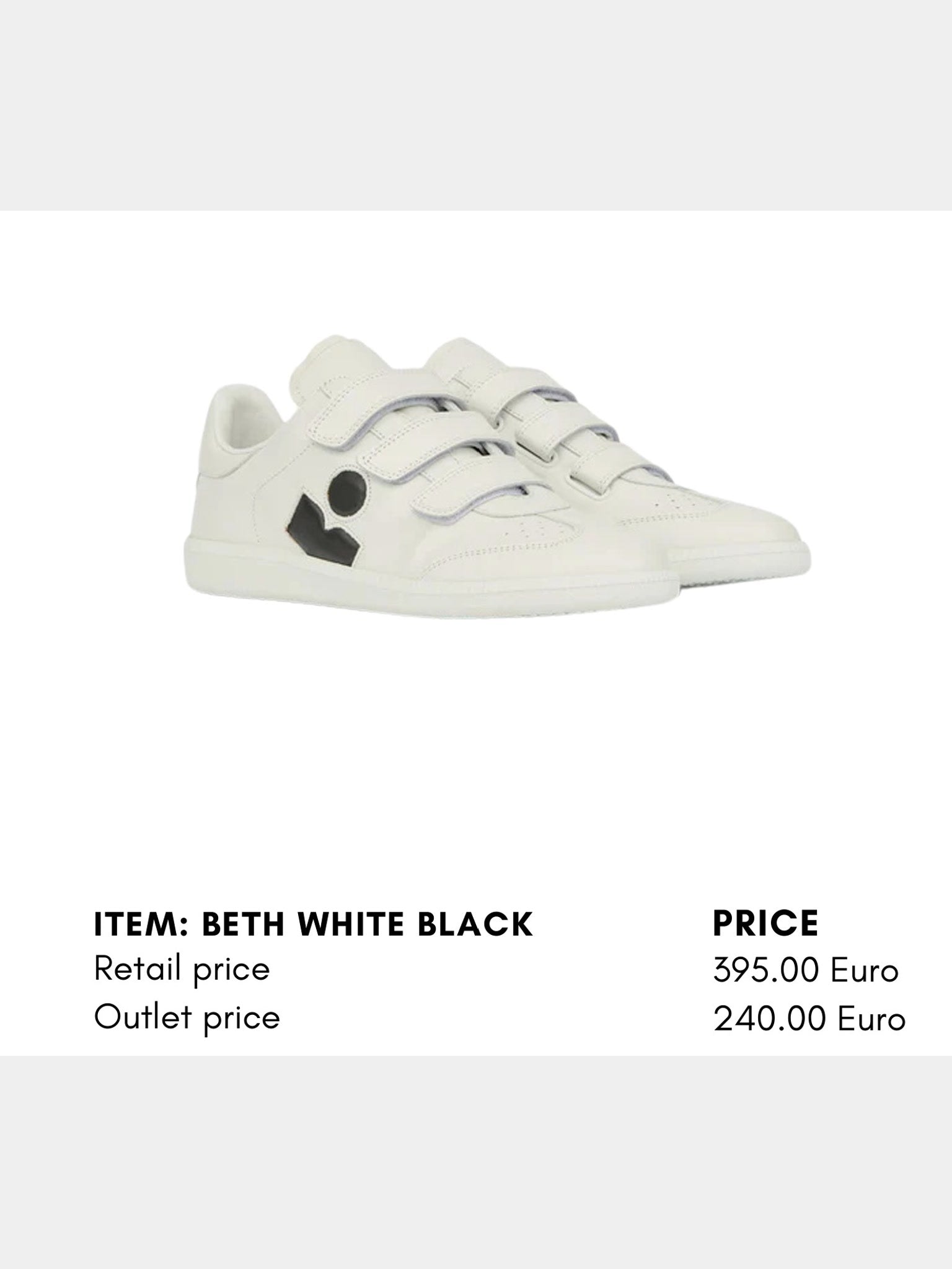 Isabel Marant Białe Sneakersy Damskie Beth White BlackIsabel Marant