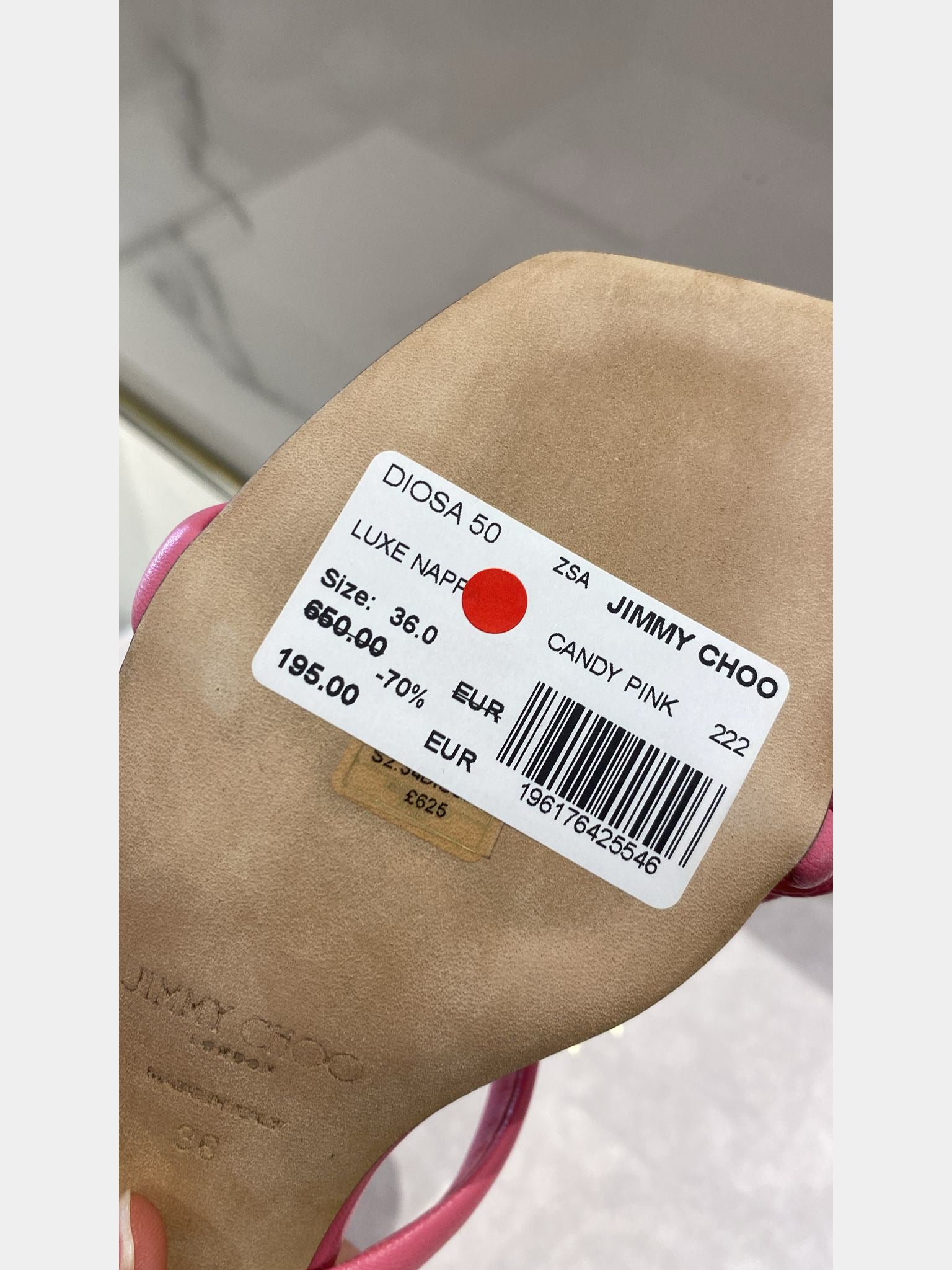 Jimmy Choo Damskie sandały Luxe Nappa Candy Pink DIOSA 50Jimmy Choo