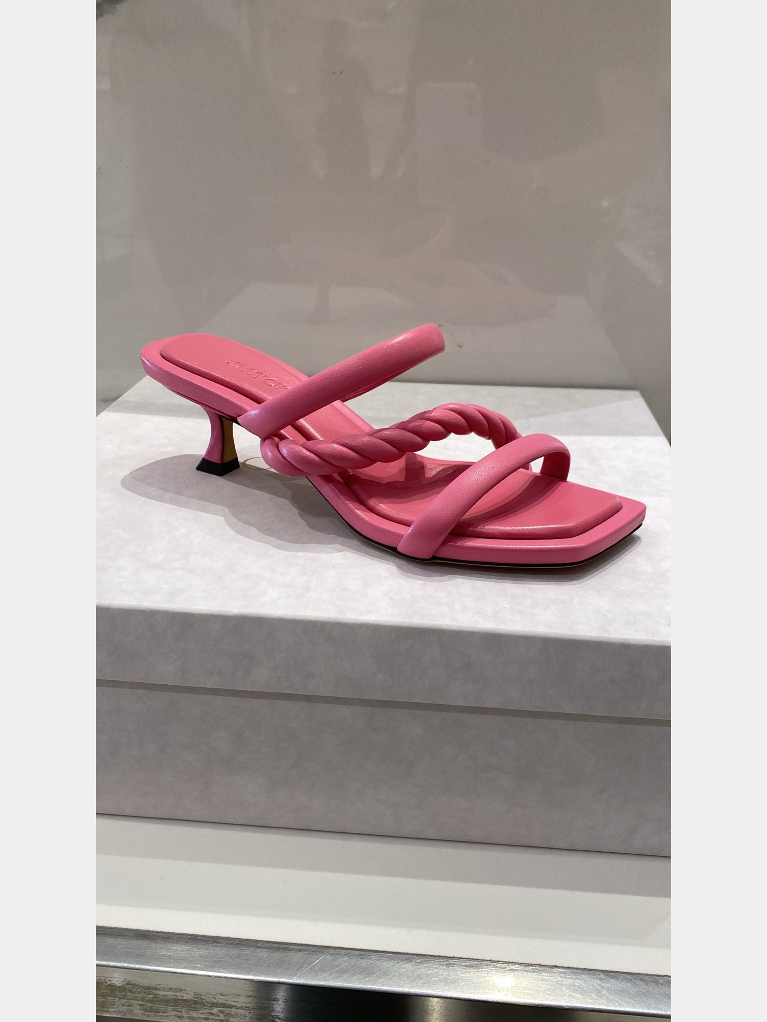 Jimmy Choo Damskie sandały Luxe Nappa Candy Pink DIOSA 50Jimmy Choo