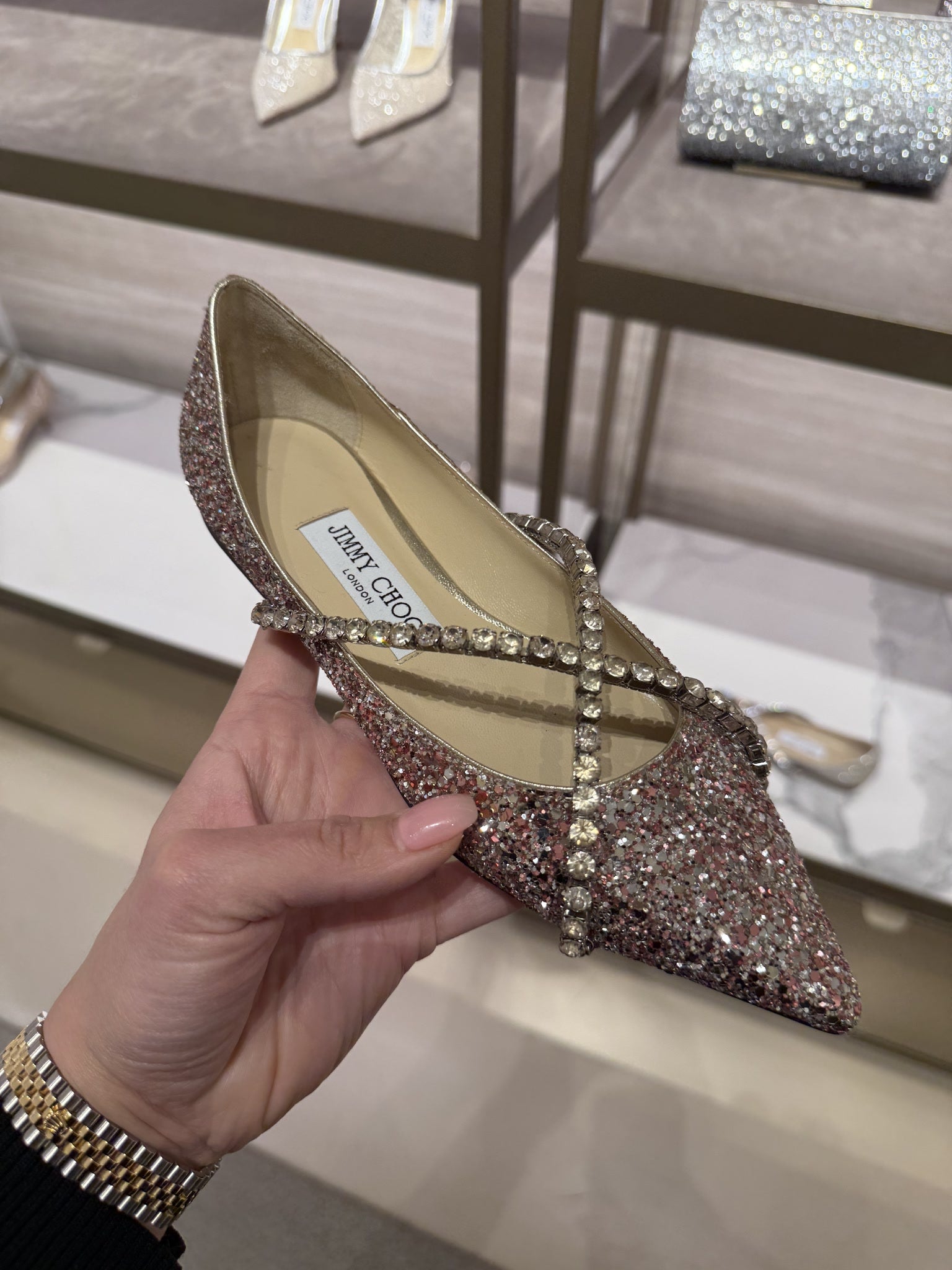 Jimmy Choo Genevy Rose Coarse GlitterJimmy Choo
