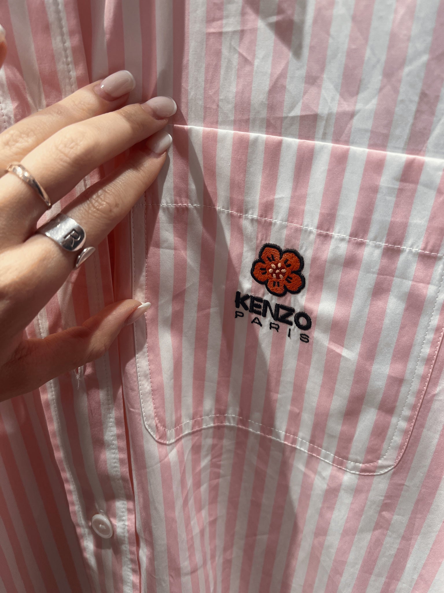 KENZO Damska Koszula Biało - różowa Boke Flower Oversize Shirt E5 2CH091 9LM 34Kenzo