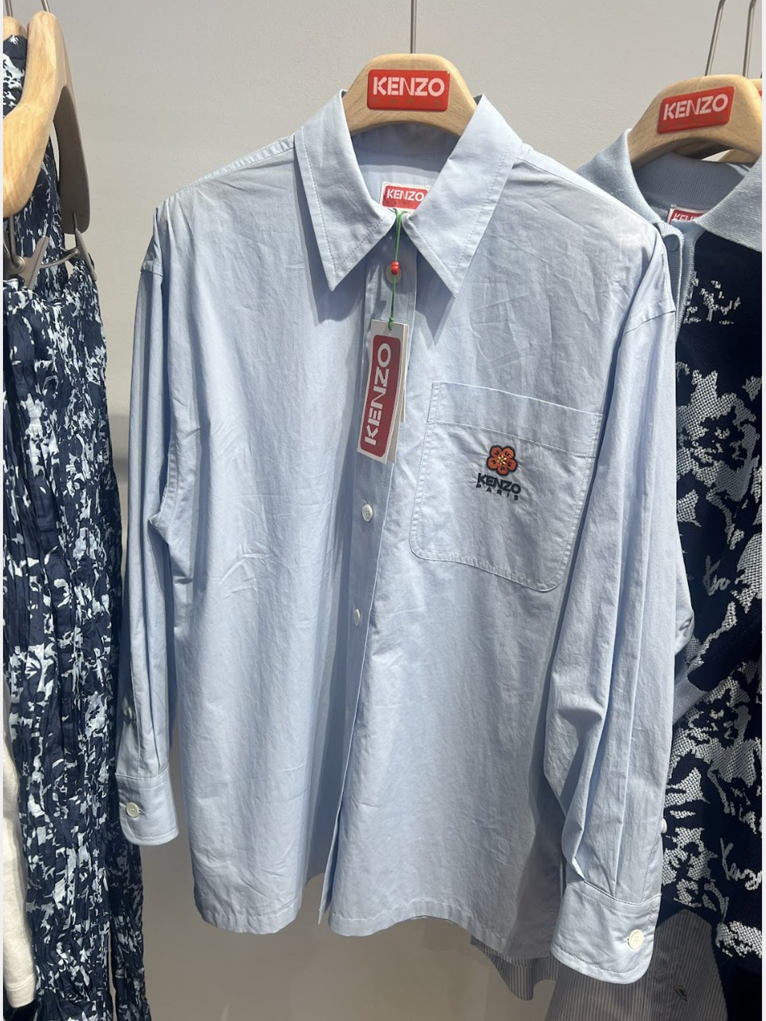 Kenzo Damska Koszula Niebieska Boke Flower Oversize Shirt E5 2CH091 9LS 63Kenzo